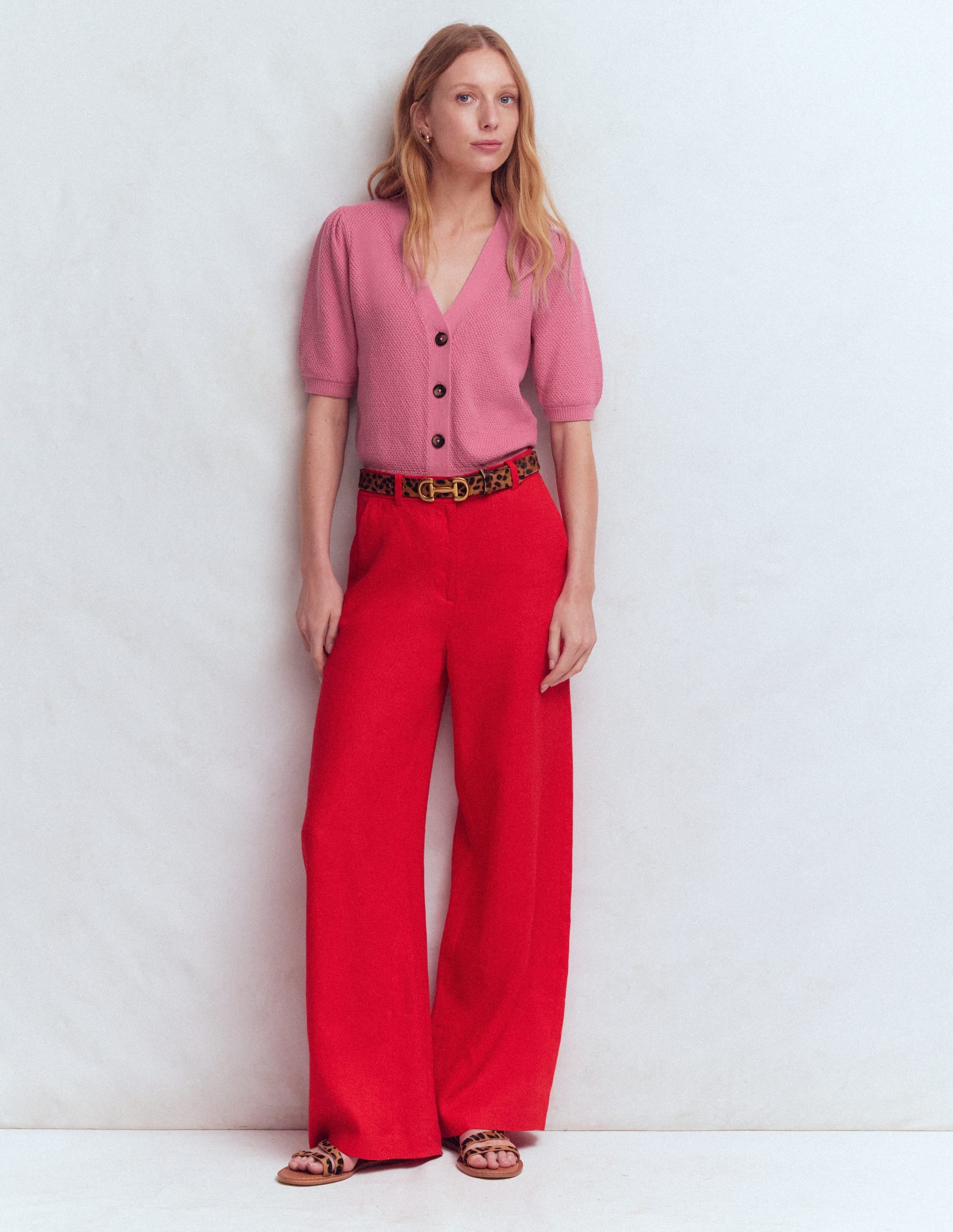 Hayley Cotton V-neck Cardigan-Dusty Rose - Image 1