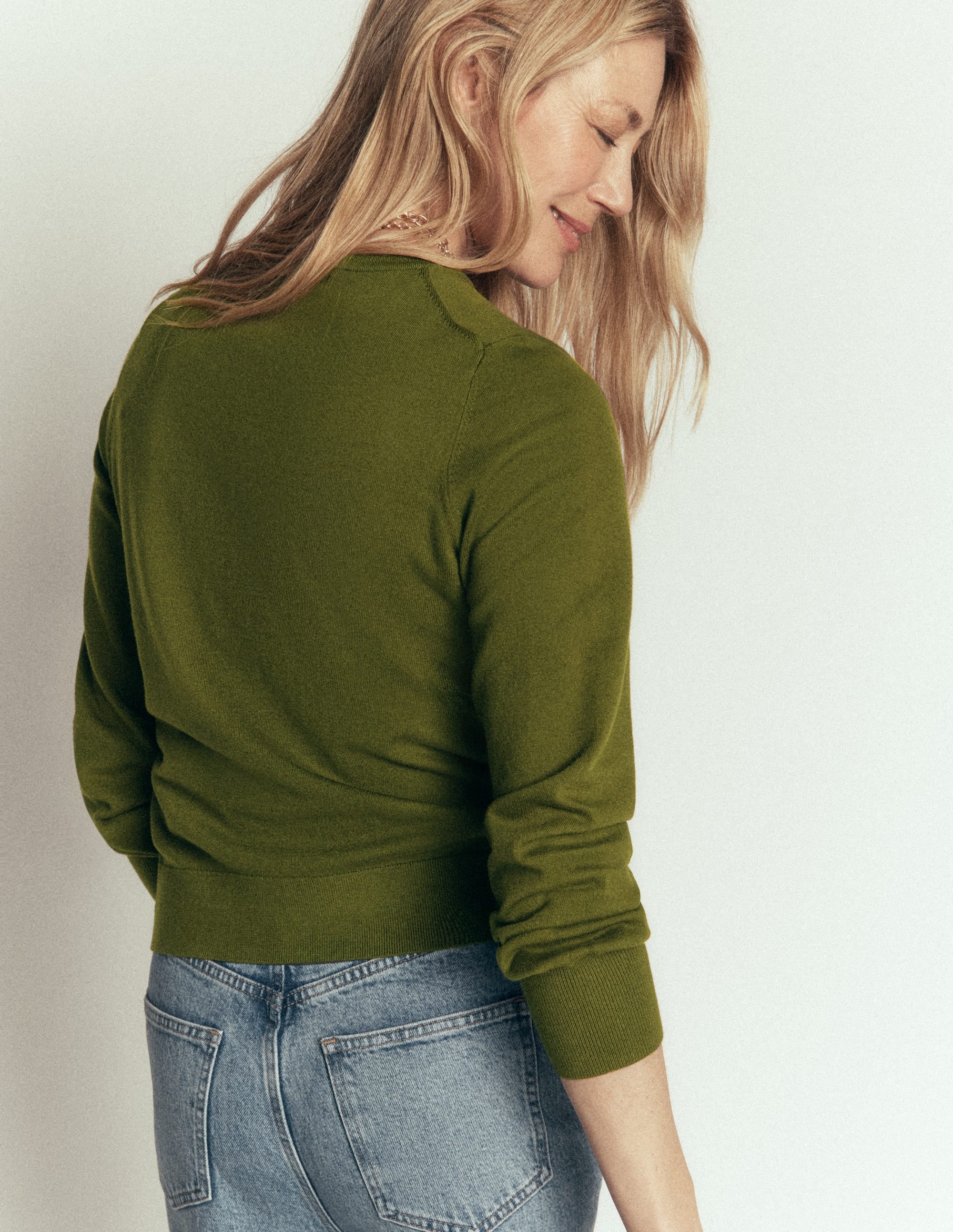 Camilla Cotton Crew Jumper-Forest Green - Image 4