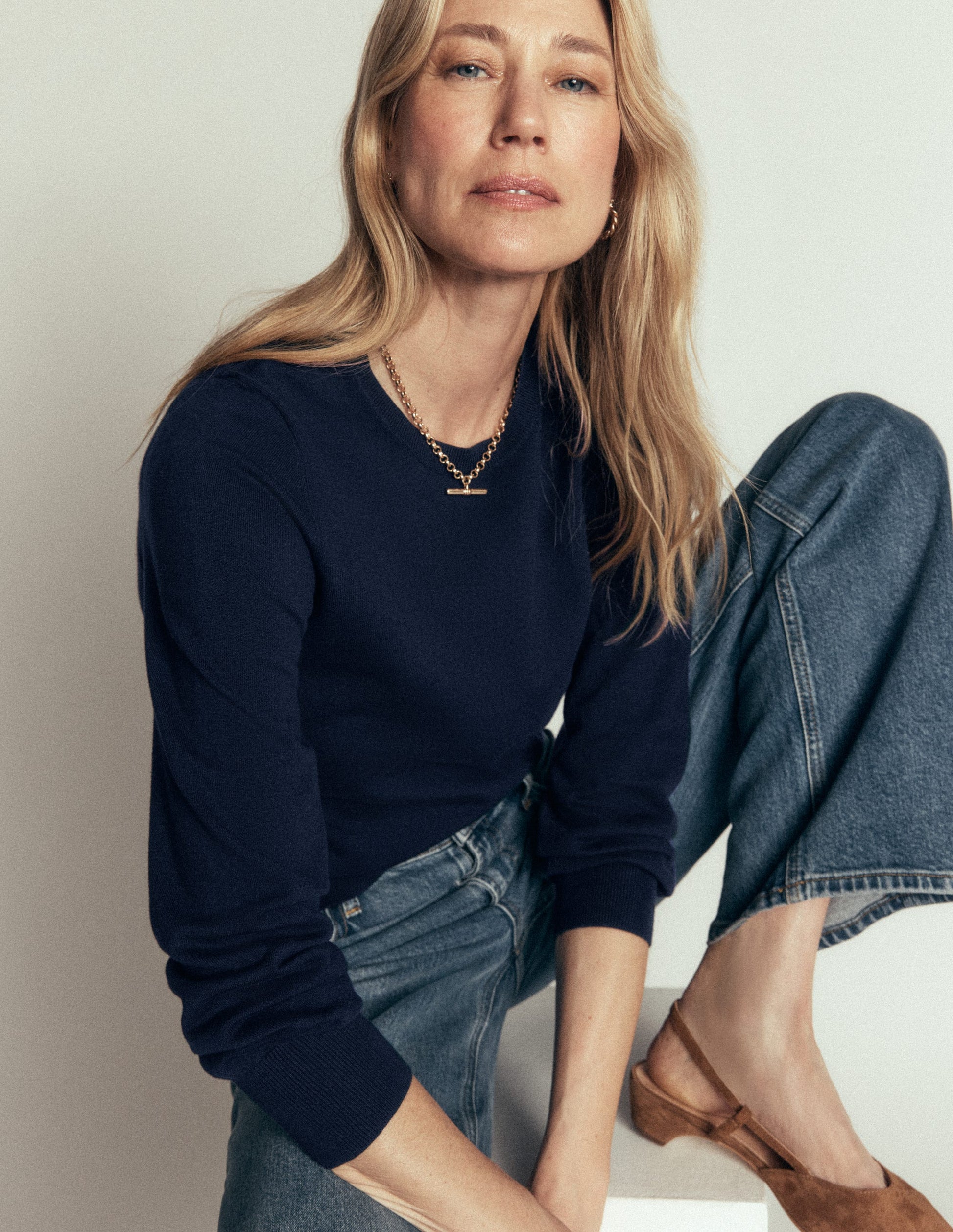 Camilla Cotton Crew Jumper-Navy-1