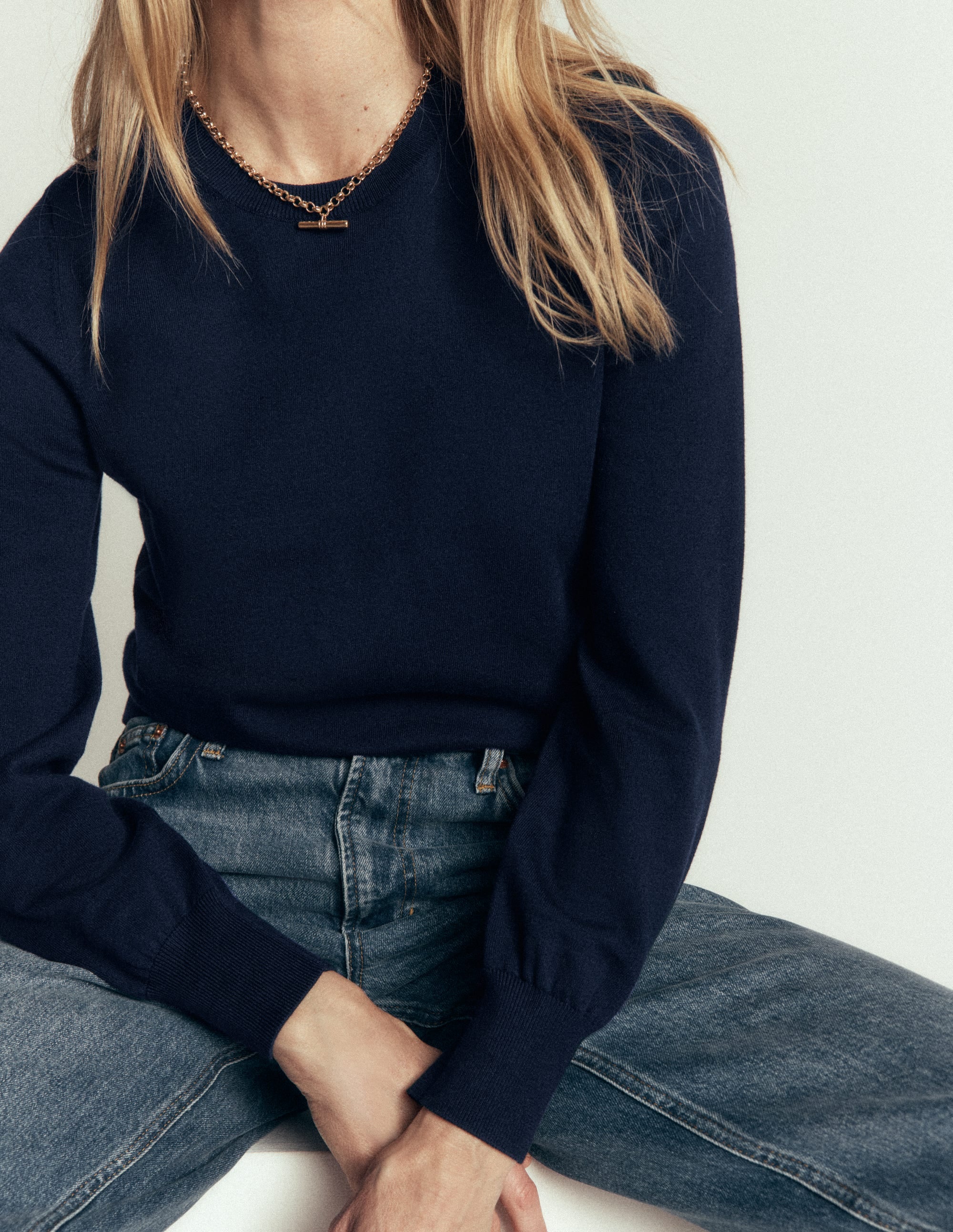 Camilla Cotton Crew Jumper-Navy - Image 2