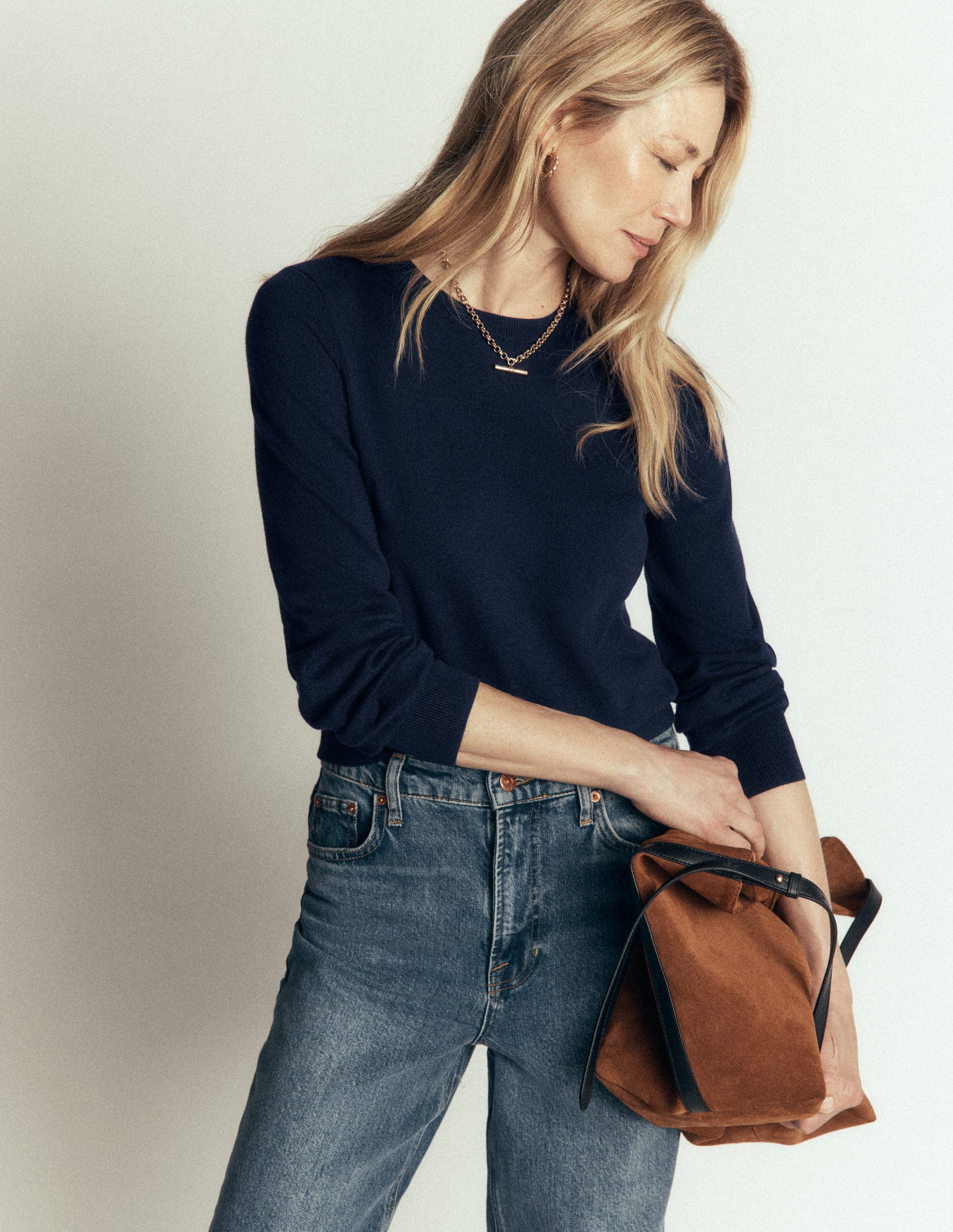 Camilla Cotton Crew Jumper-Navy-5