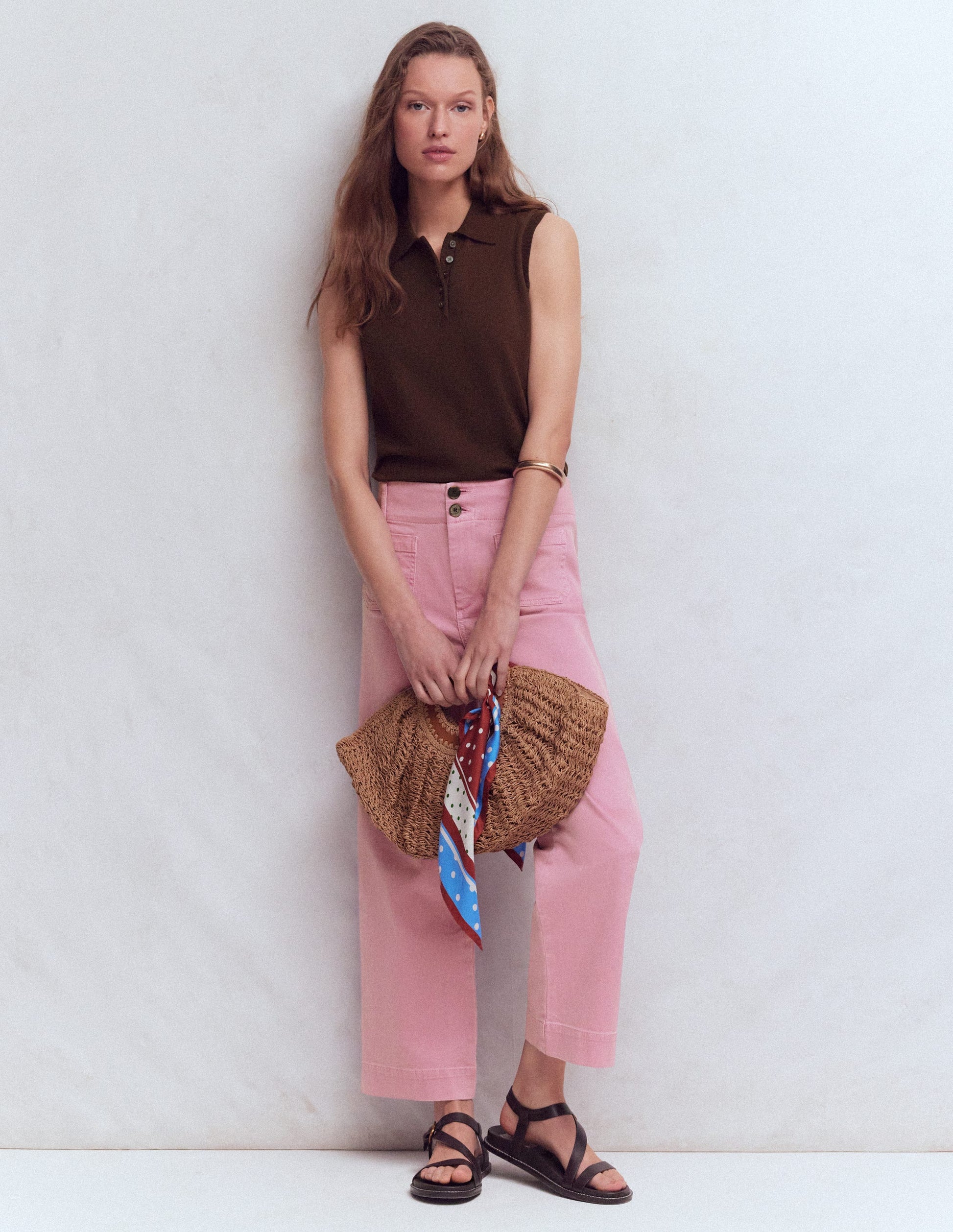 Chloe Henley Knitted Tank-Bitter Chocolate-5