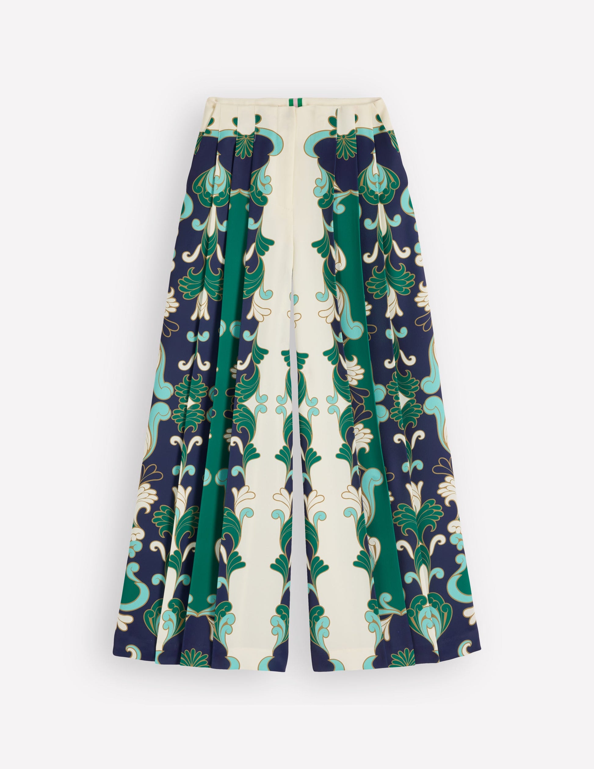 Regent Wide Leg Trousers-Ivory, Foliage Whirl-7