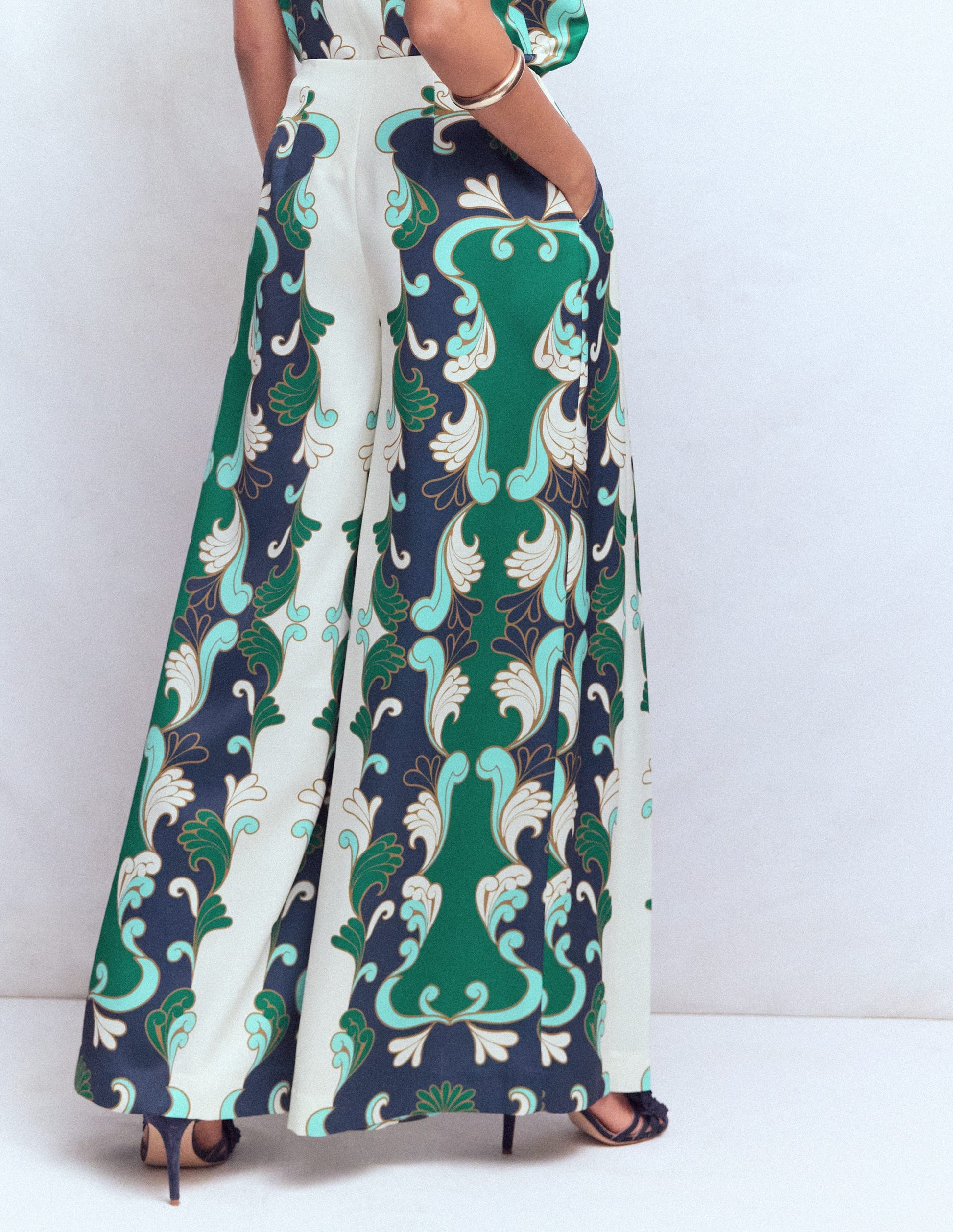 Regent Wide Leg Trousers-Ivory, Foliage Whirl-4