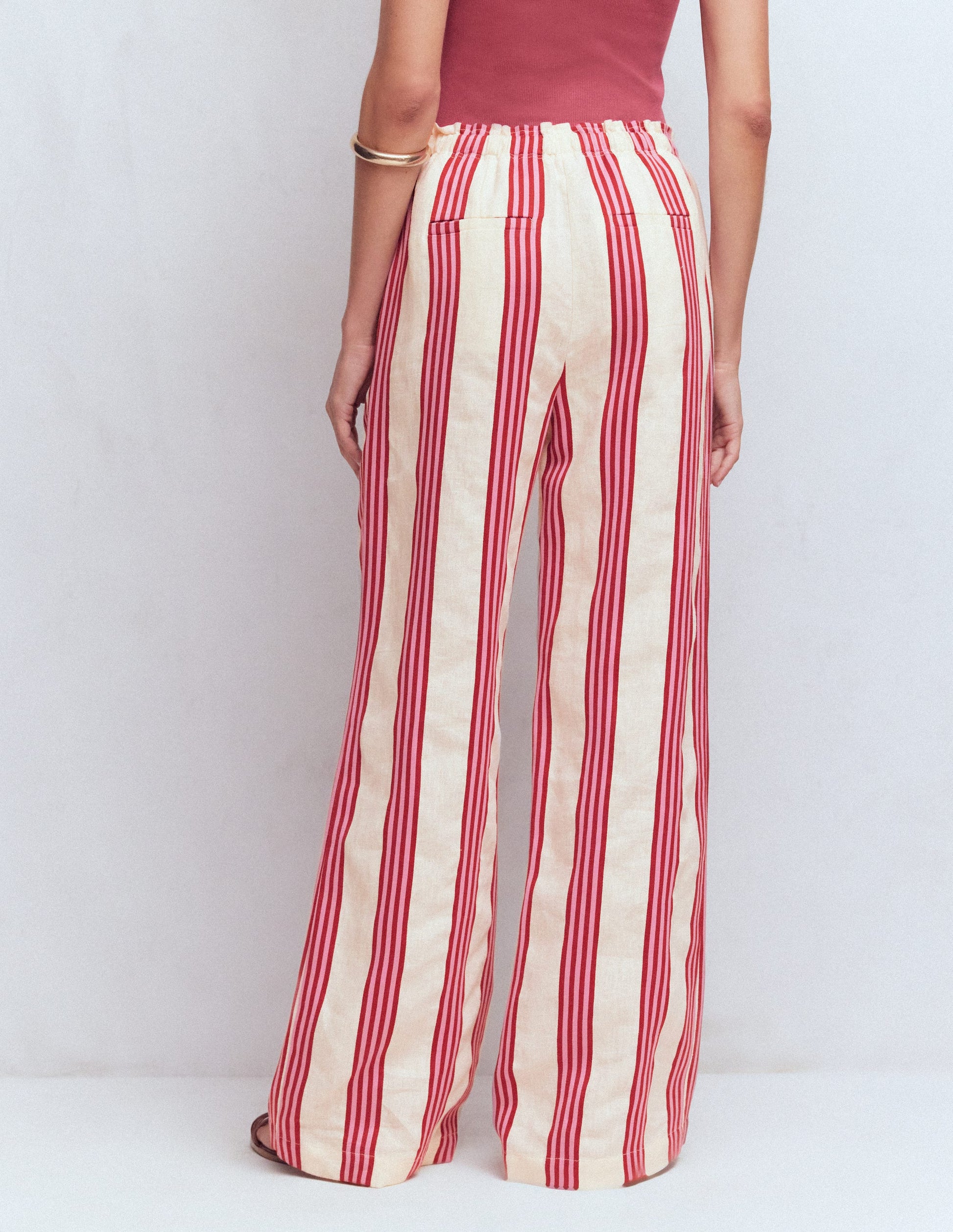 Islington Linen Trousers-Ivory, Brown & Pink Stripe-3