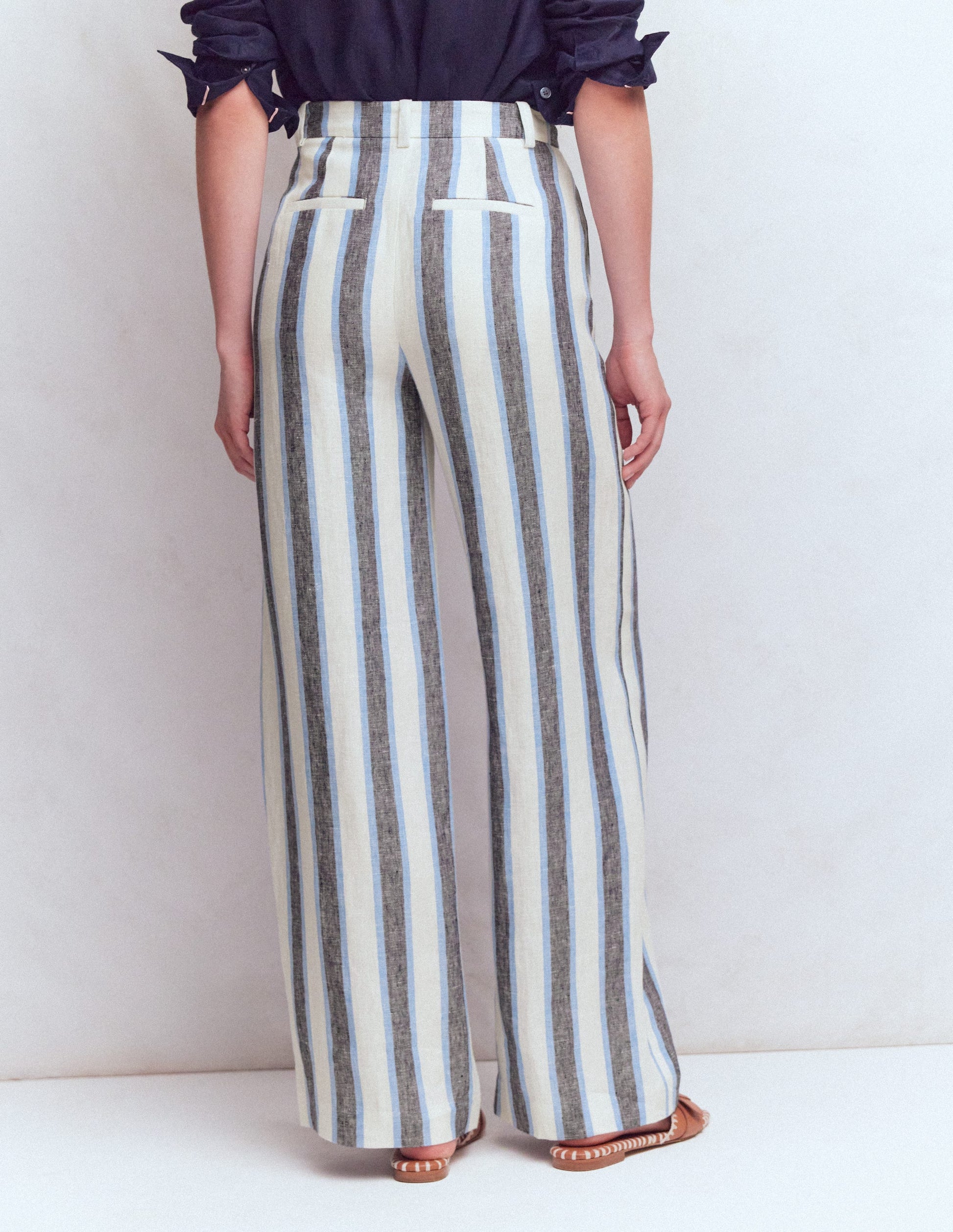 Belgravia Linen Trousers-Blue and White Stripe-5