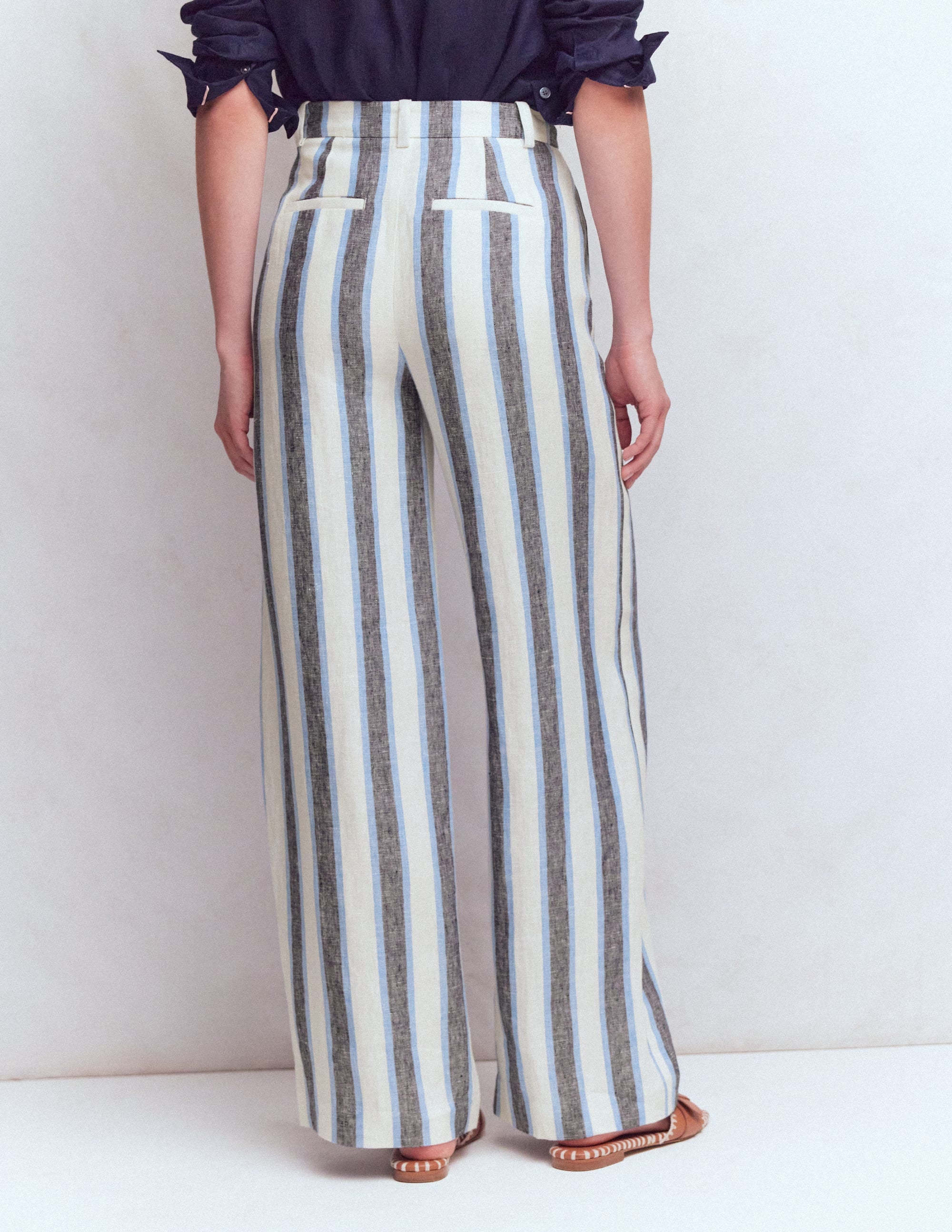 Belgravia Linen Trousers-Blue and White Stripe - Image 4