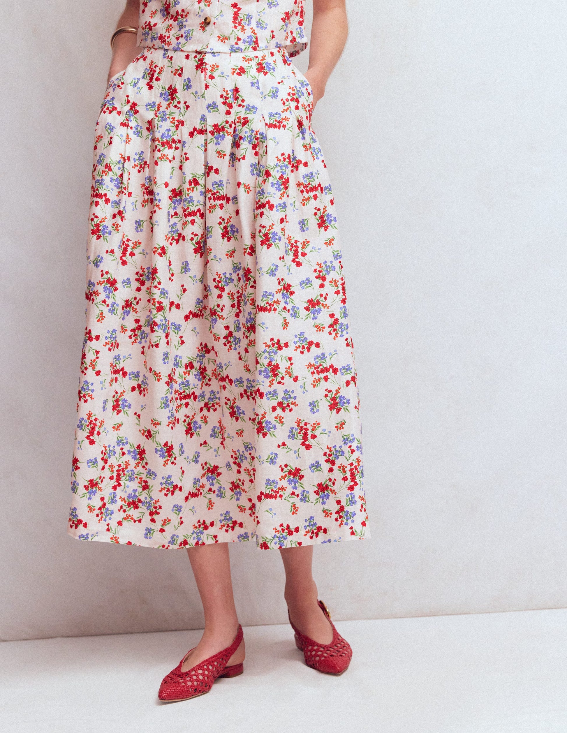 Valentina Linen Skirt-Ivory, Bloom Scatter-5