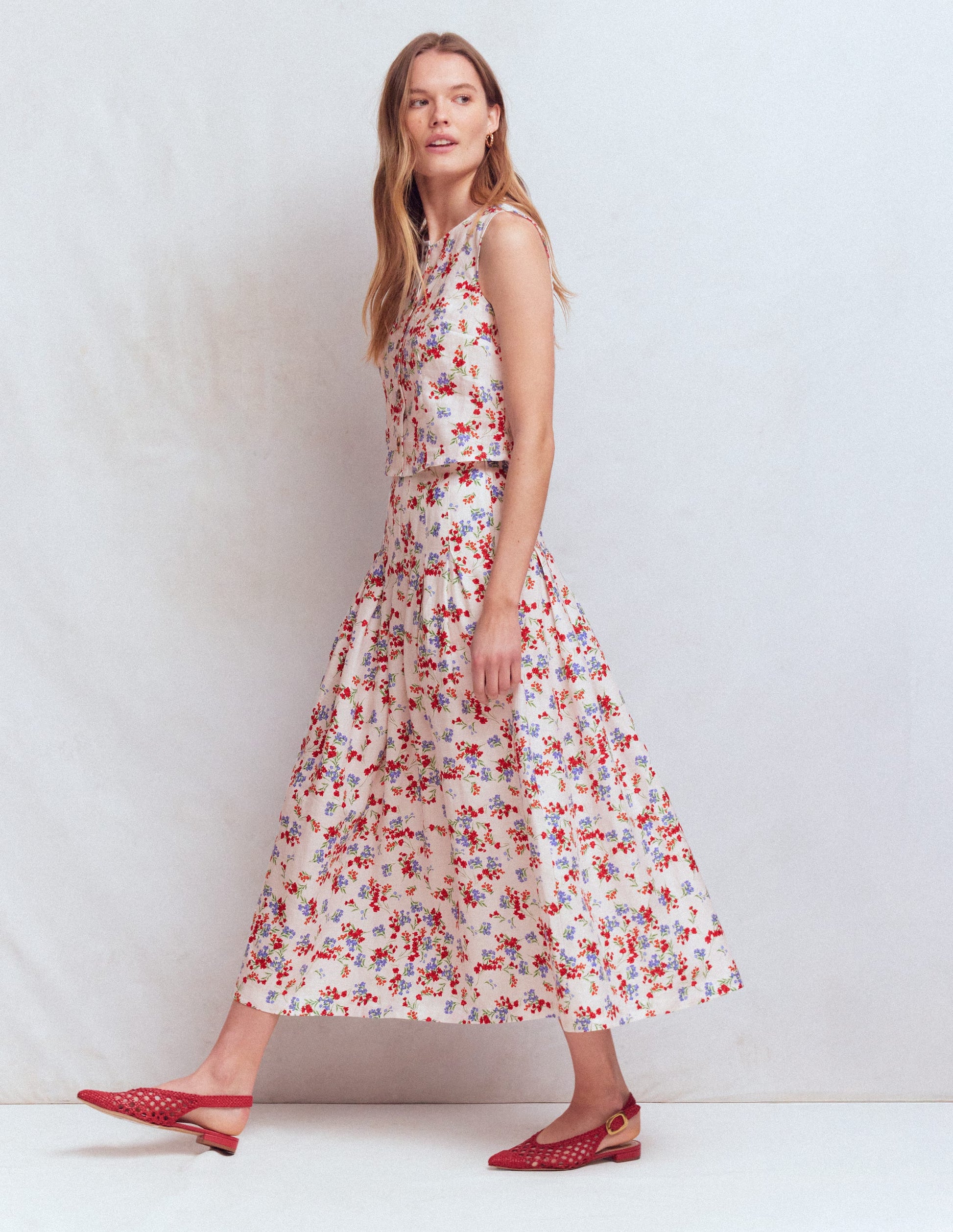 Valentina Linen Skirt-Ivory, Bloom Scatter-6