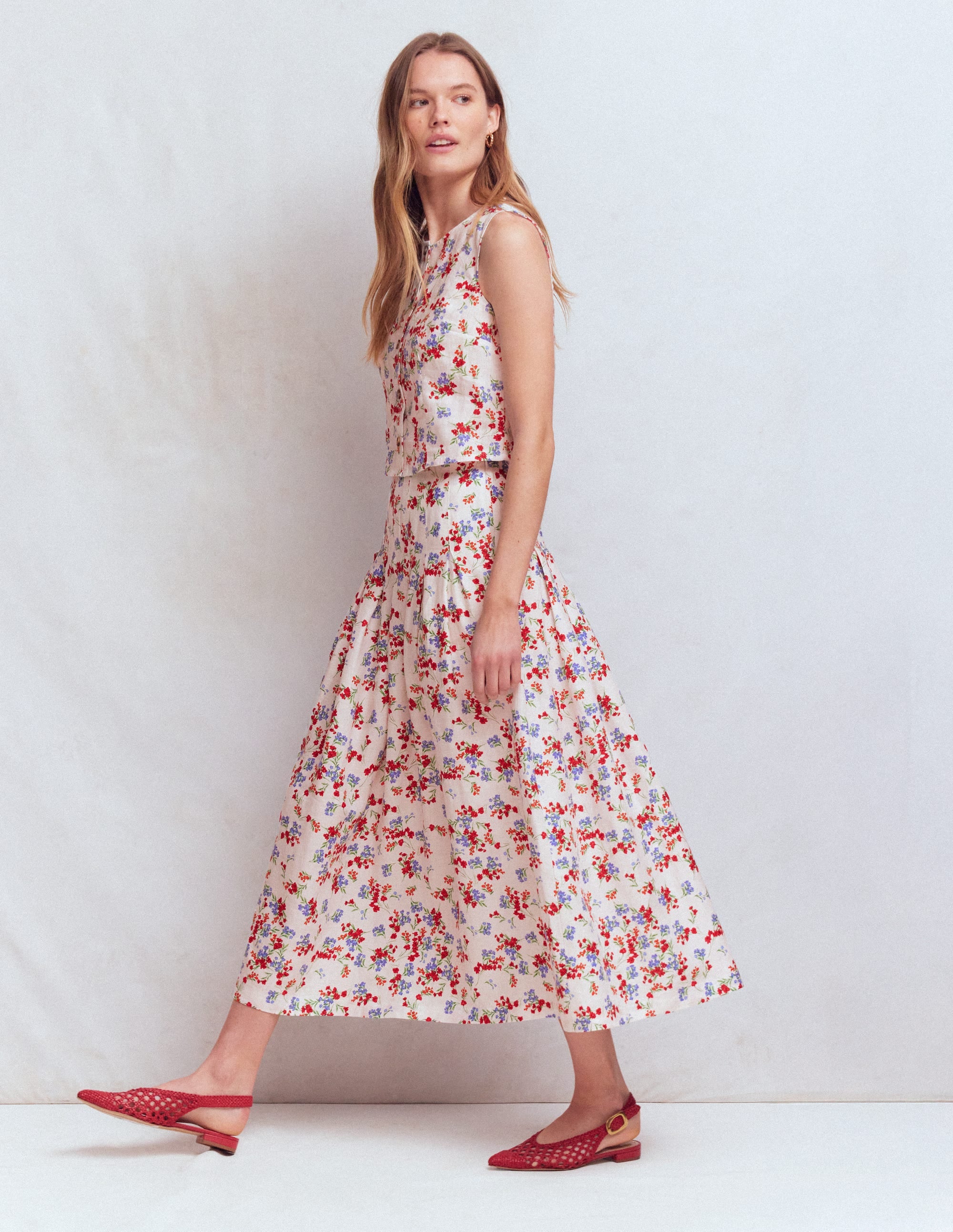 Valentina Linen Skirt-Ivory, Bloom Scatter - Image 5
