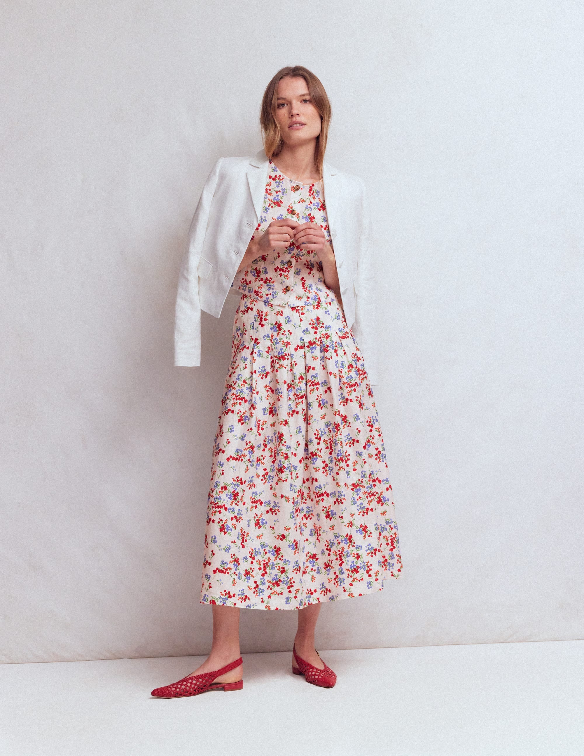 Valentina Linen Skirt-Ivory, Bloom Scatter - Image 6