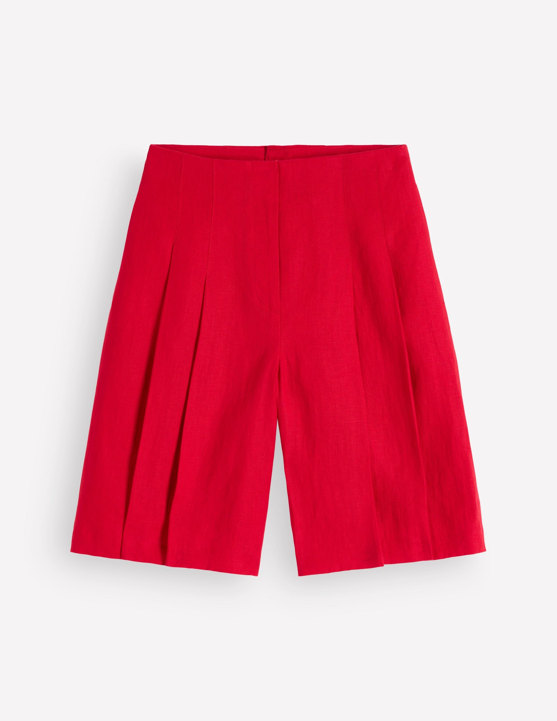Highbury Pleated Linen Shorts-Deep Red-7