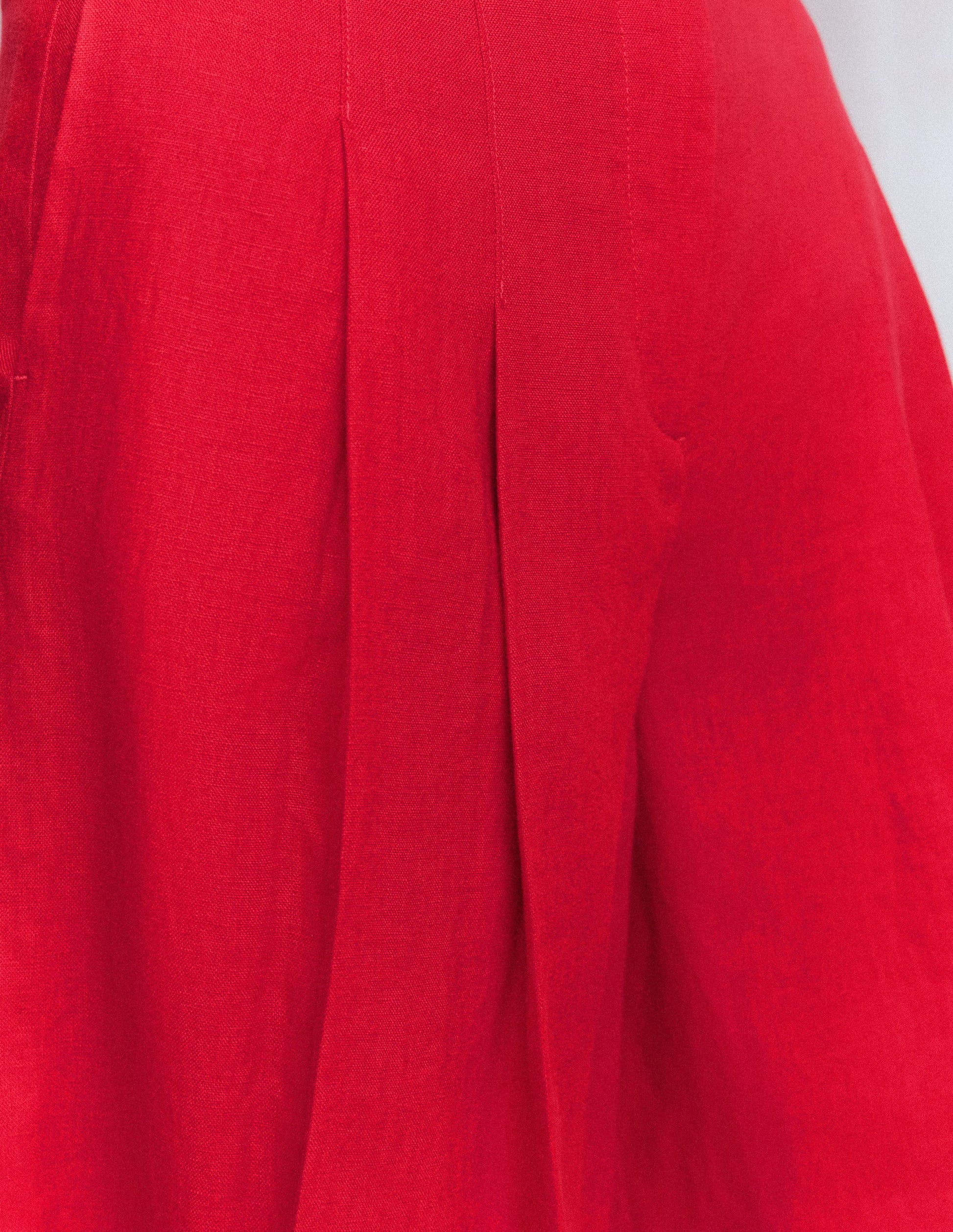 Highbury Pleated Linen Shorts-Deep Red-3