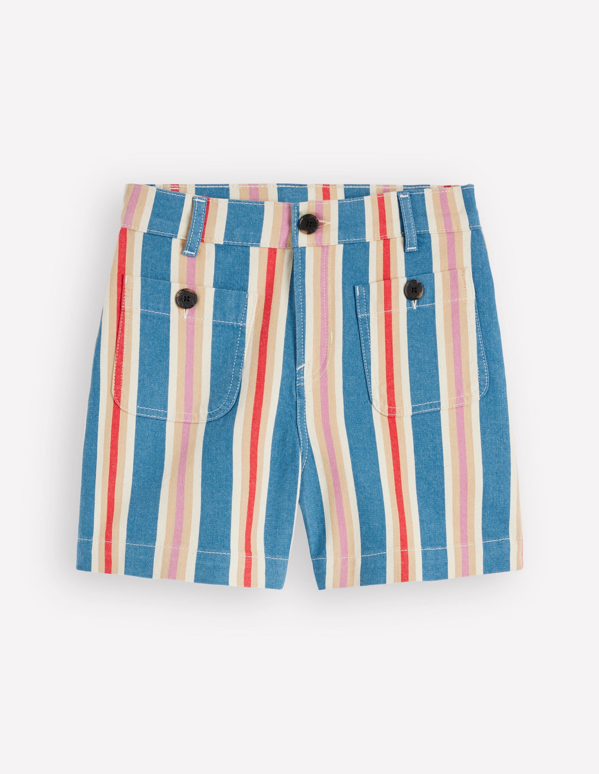 Primrose Denim Shorts-Blue, Pink, Red Multistripe-7