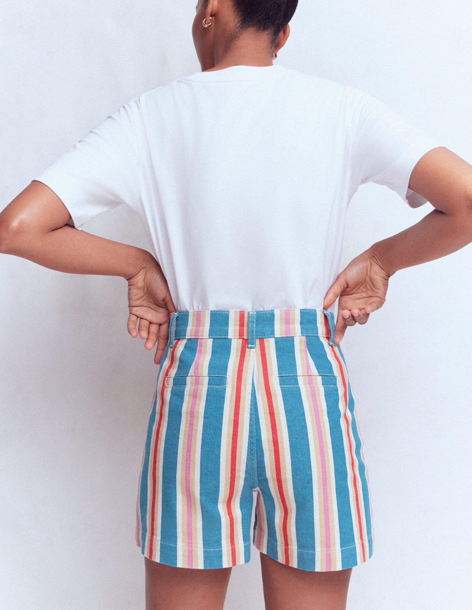 Primrose Denim Shorts-Blue, Pink, Red Multistripe-3