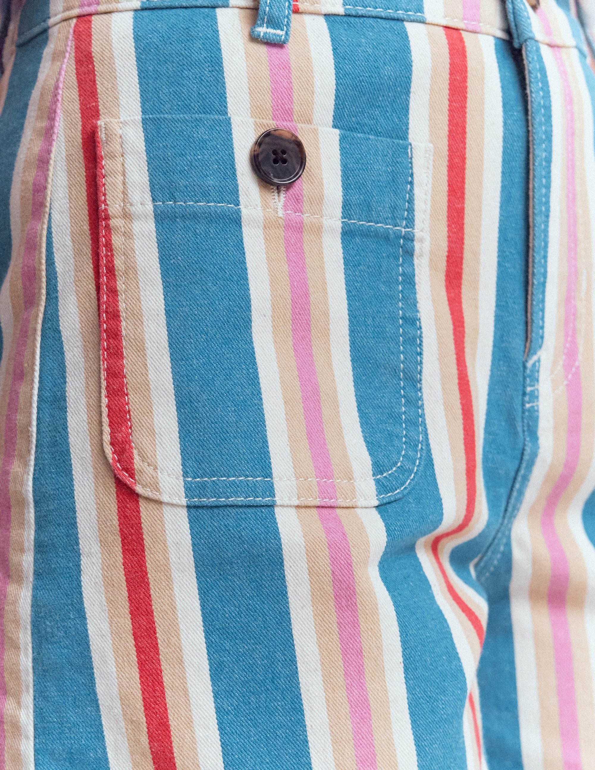 Primrose Denim Shorts-Blue, Pink, Red Multistripe - Image 6