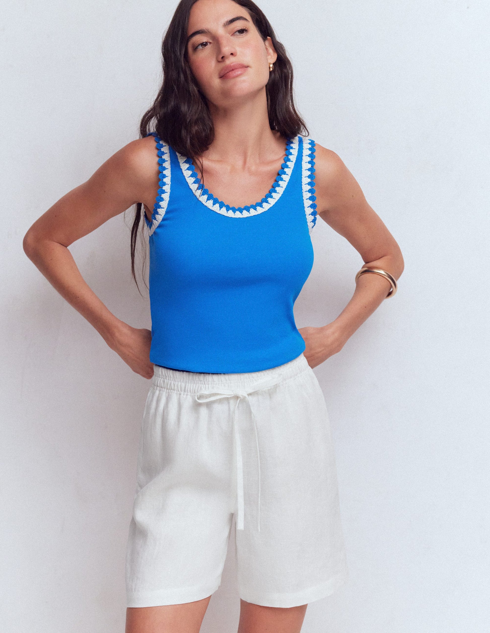 Islington Linen Shorts-White-1