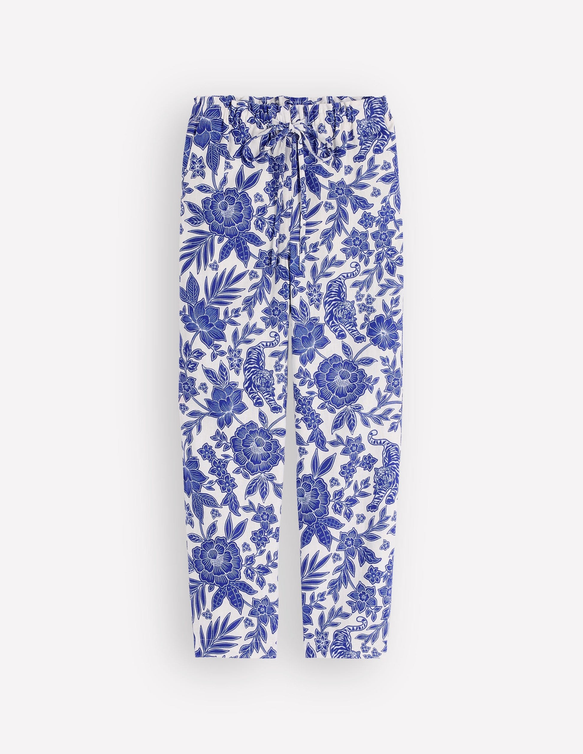 Islington Linen Crop Trousers-Mazarine Blue, Tigers Paradise-8