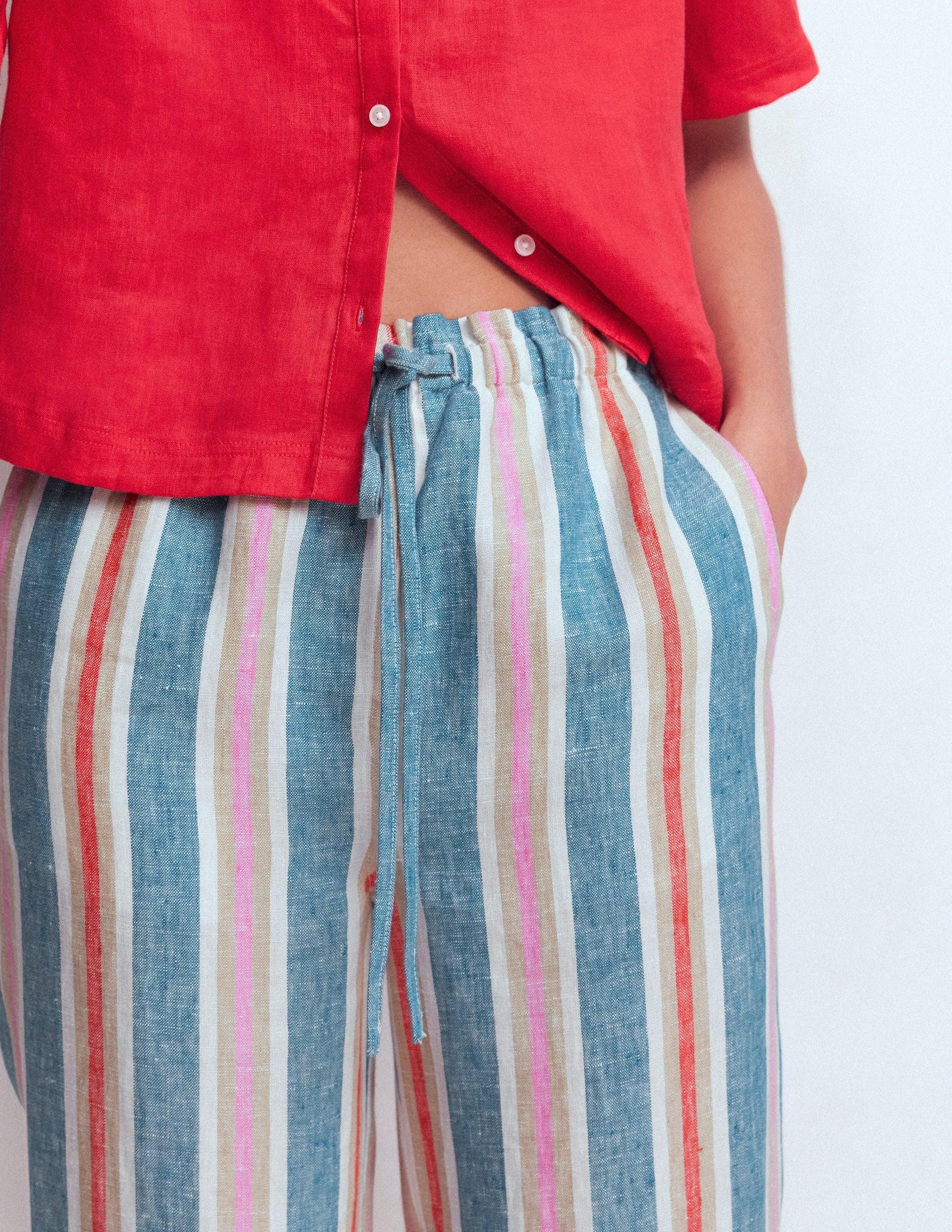 Islington Linen Crop Trousers-Faience and Rose Multistripe-2