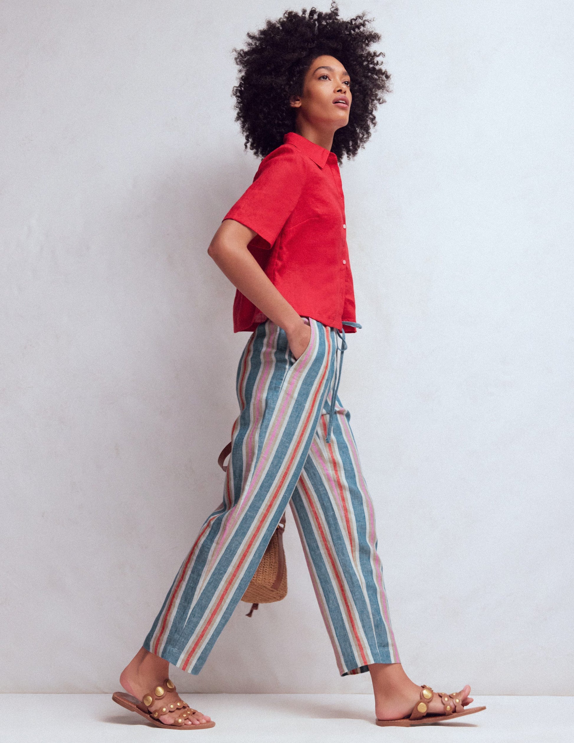 Islington Linen Crop Trousers-Faience and Rose Multistripe-4