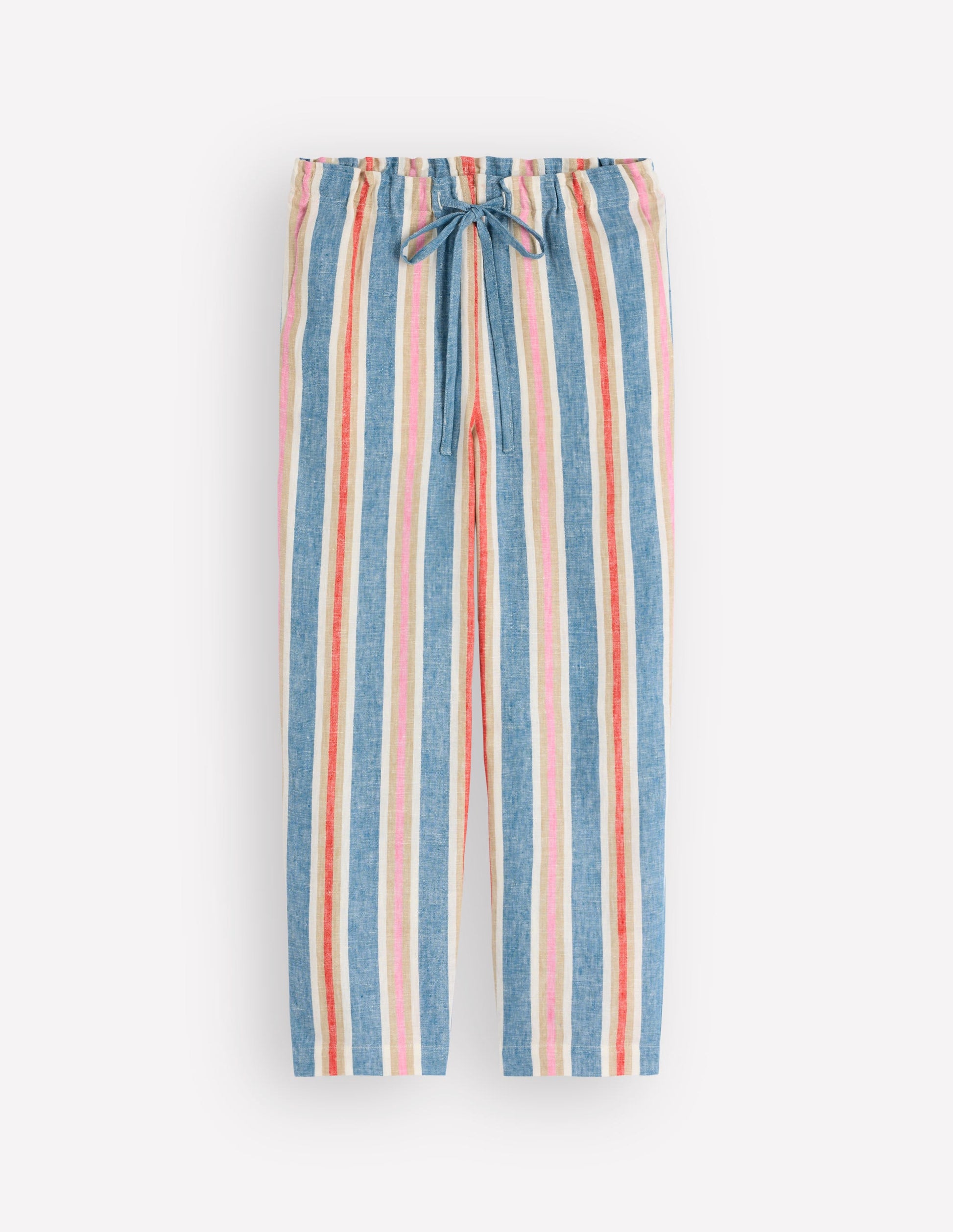 Islington Linen Crop Trousers-Faience and Rose Multistripe-6