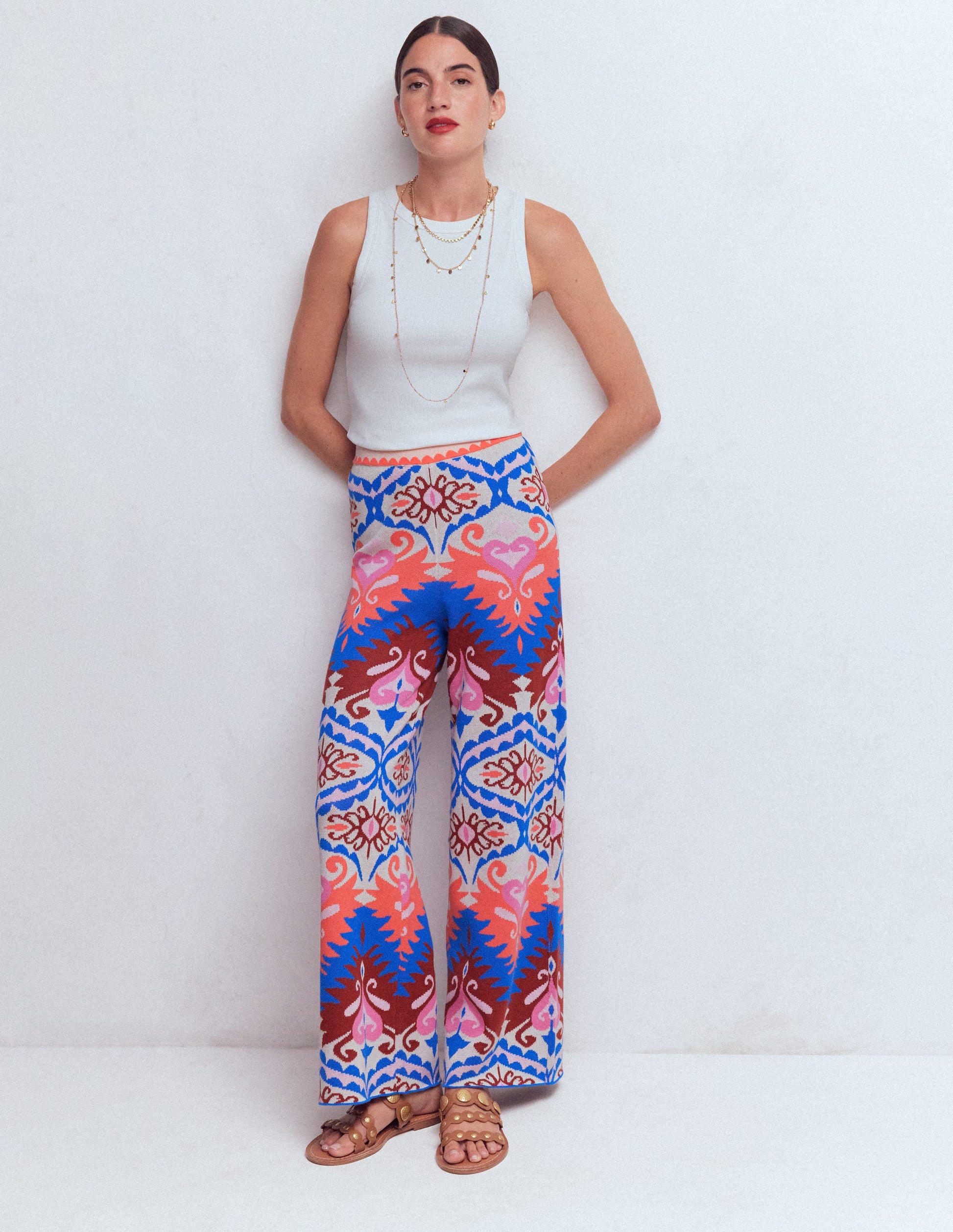 Jacquard Knitted Trousers-Multi Aztec-5