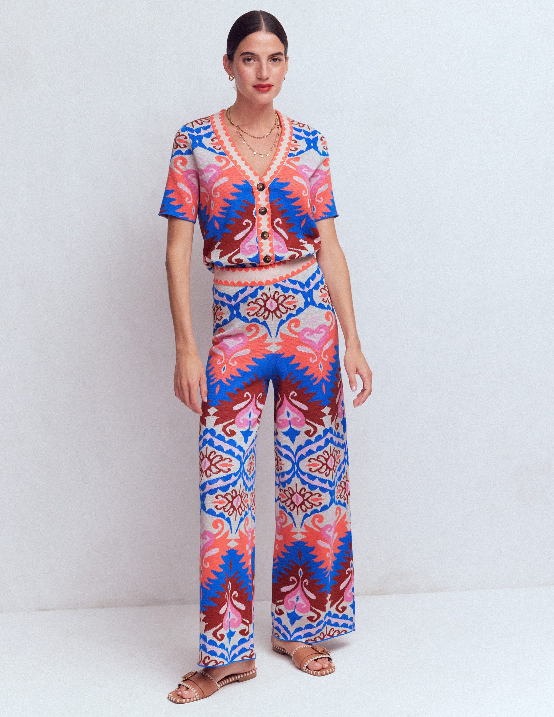 Jacquard Knitted Trousers-Multi Aztec-7