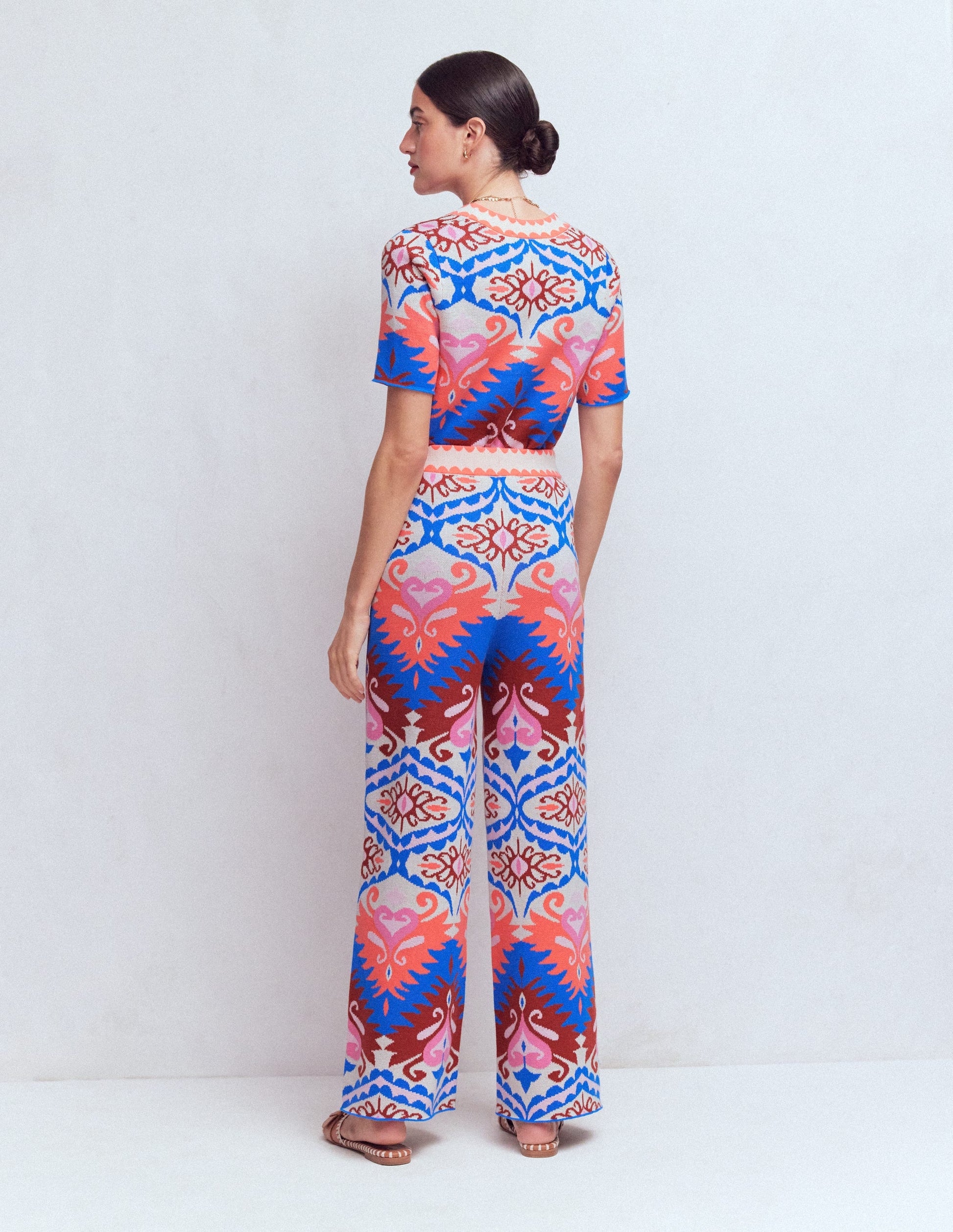 Jacquard Knitted Trousers-Multi Aztec-9