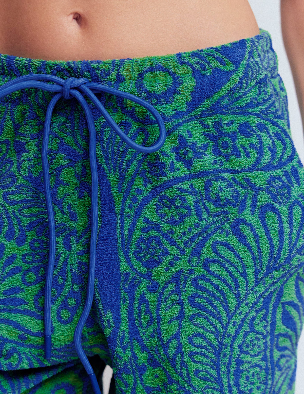 Islington Towelling Shorts-Green/ Blue, Enchanted Paisley - Image 2