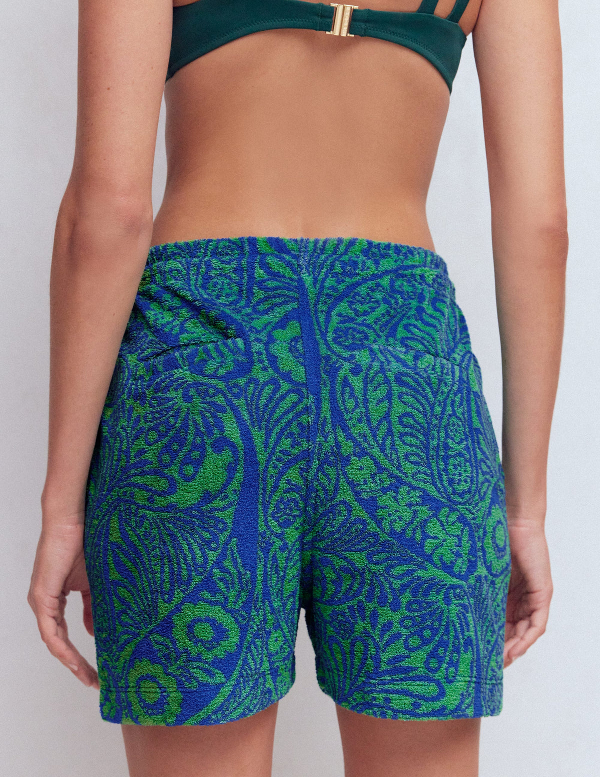 Islington Towelling Shorts-Green/ Blue, Enchanted Paisley - Image 3