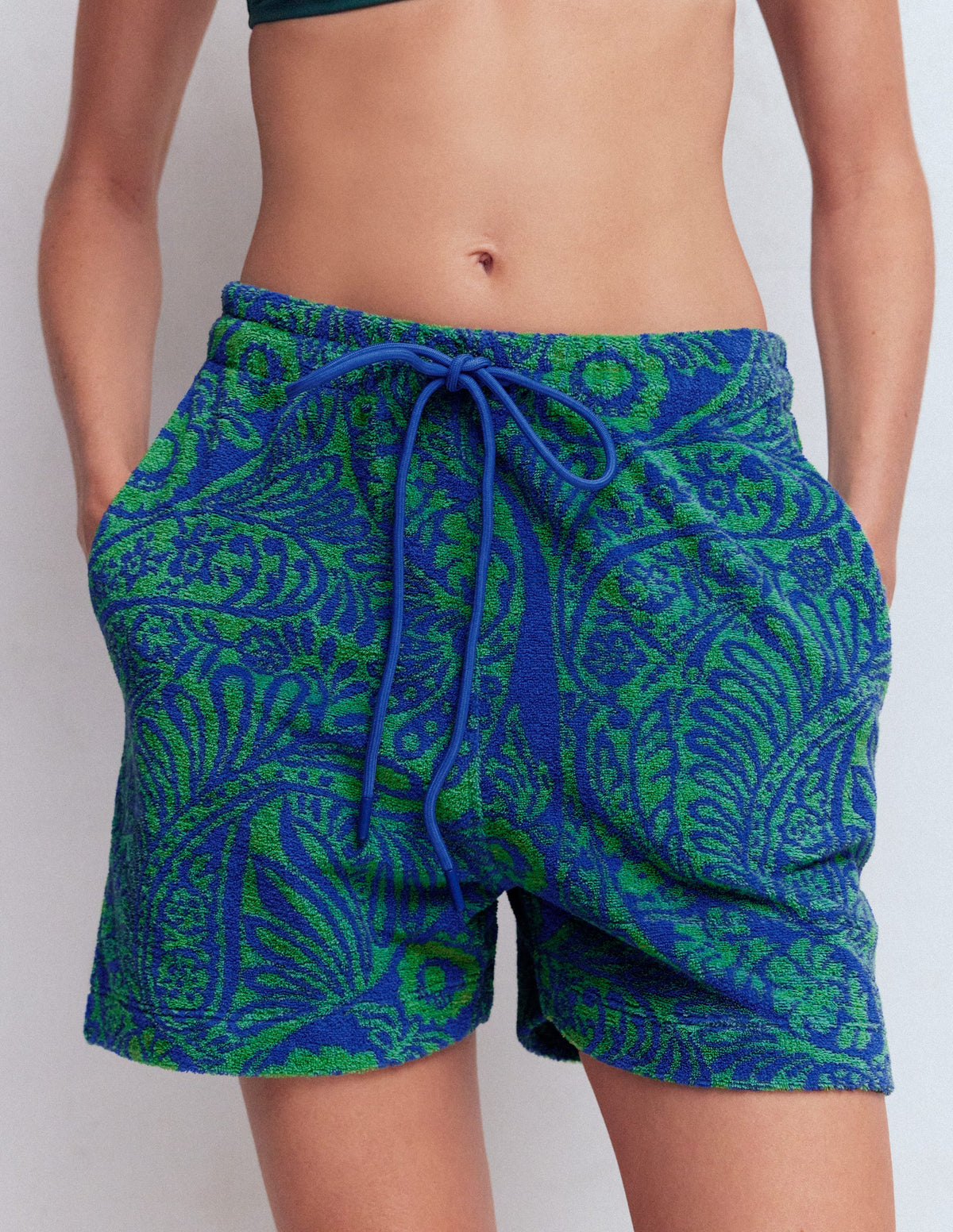 Islington Towelling Shorts-Green/ Blue, Enchanted Paisley - Image 4