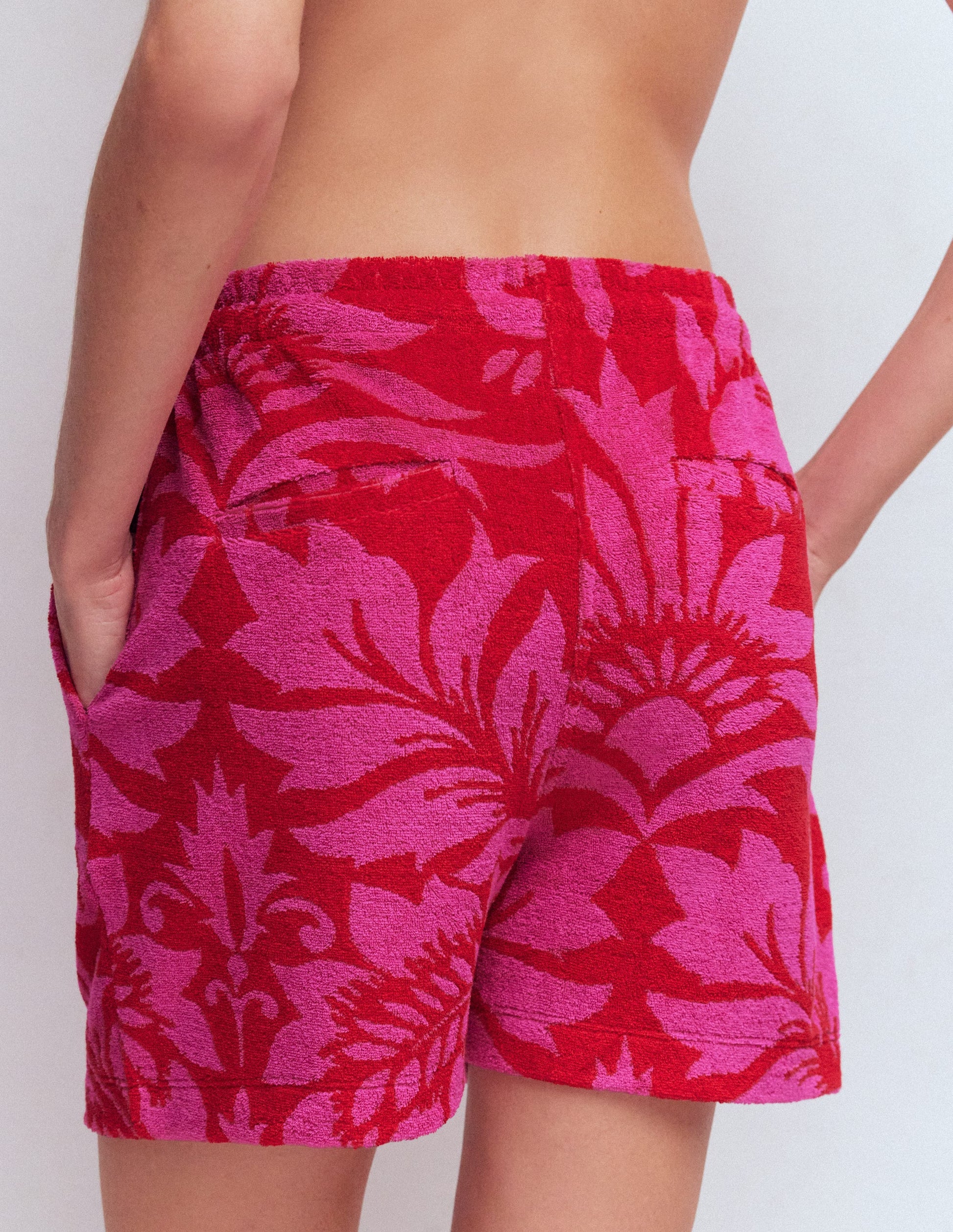 Islington Towelling Shorts-Salsa, Floral-3