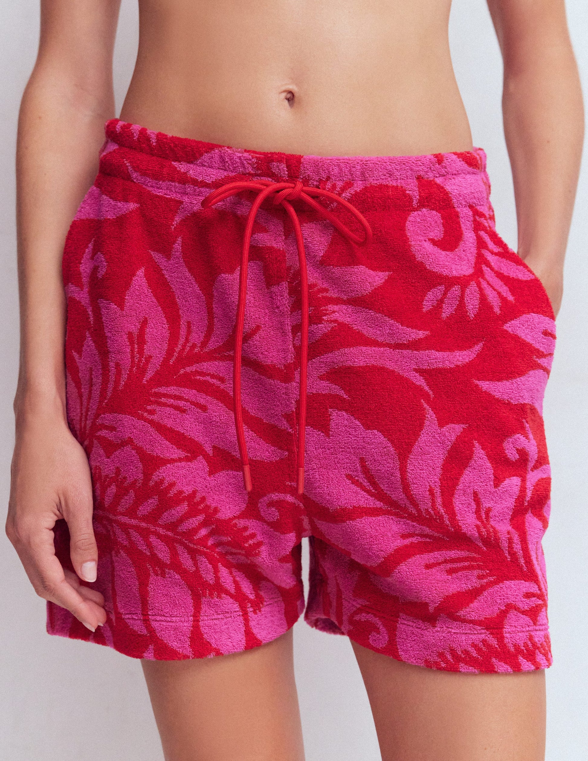 Islington Towelling Shorts-Salsa, Floral-4
