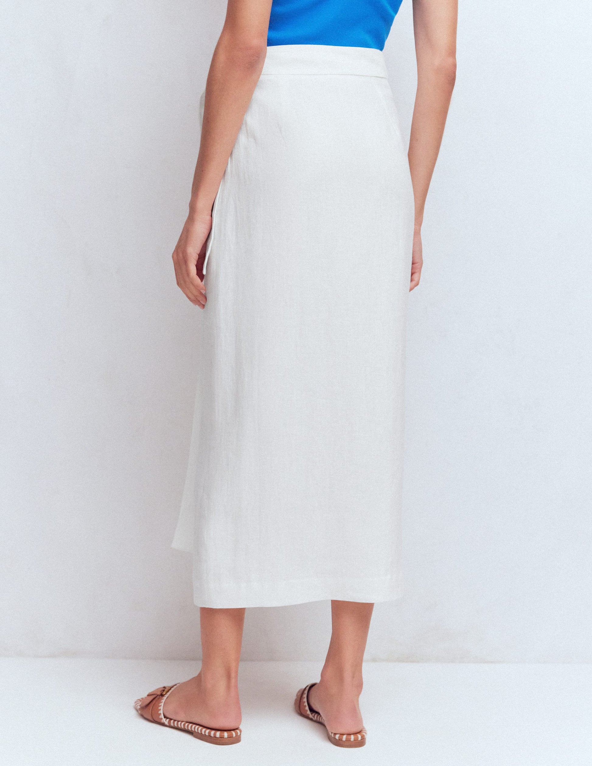 Dimitra Linen Column Skirt-White-3