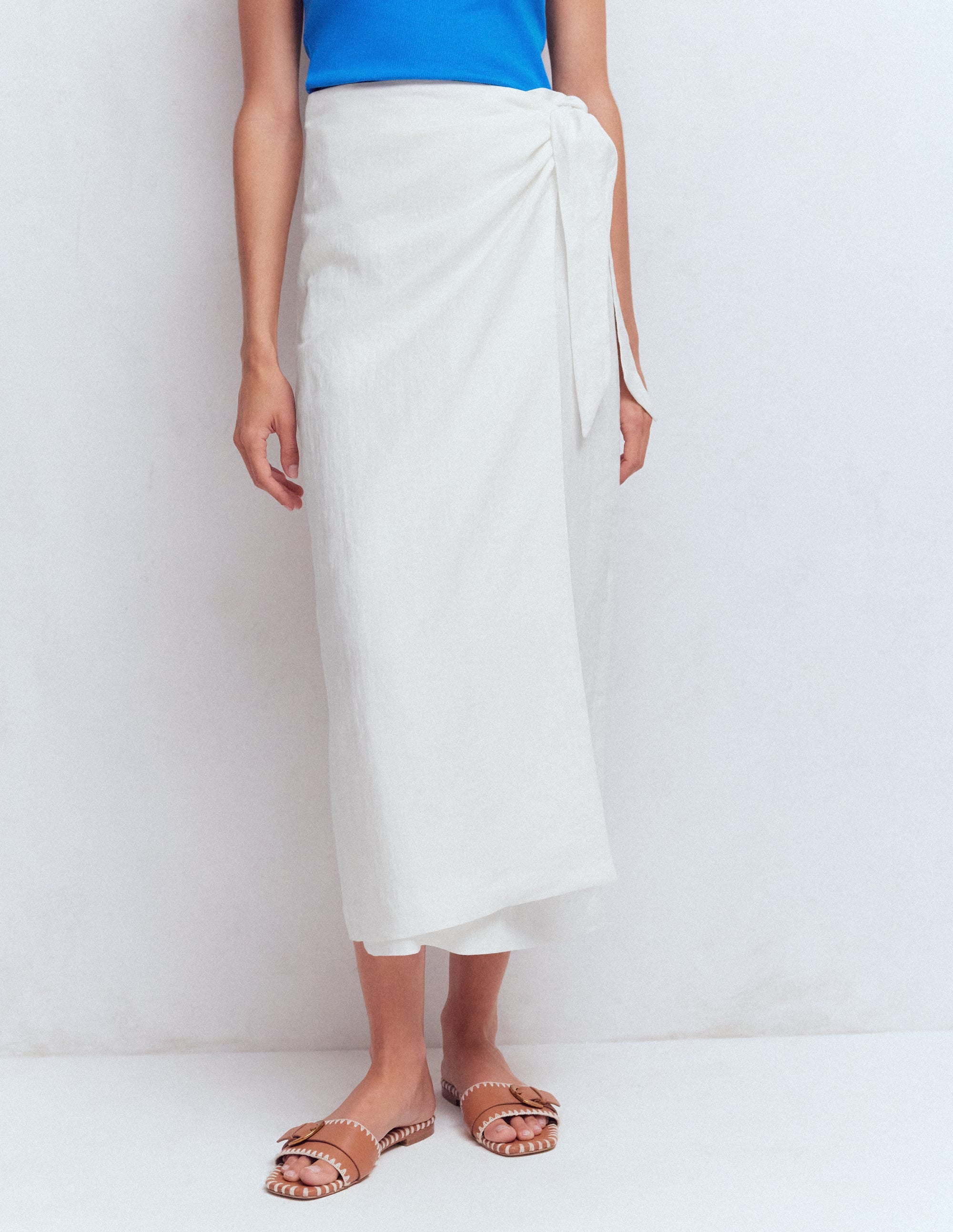 Dimitra Linen Column Skirt-White - Image 4