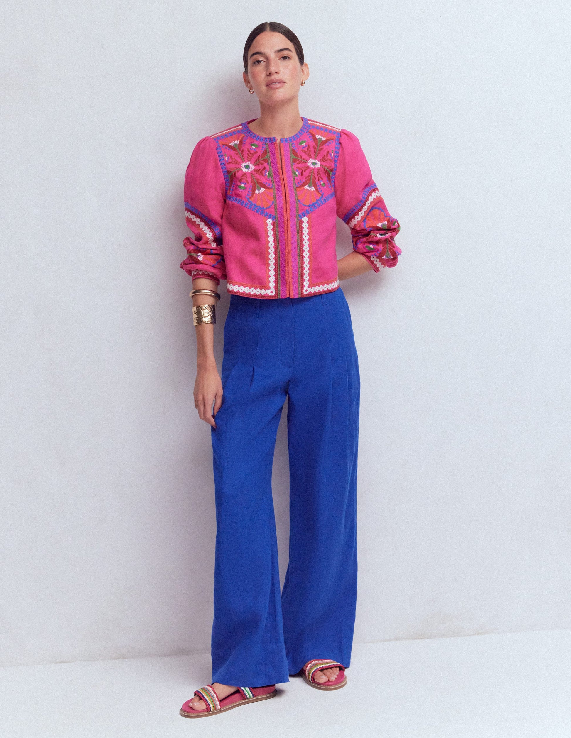 Mayfair Linen Trousers-Bright Blue-2