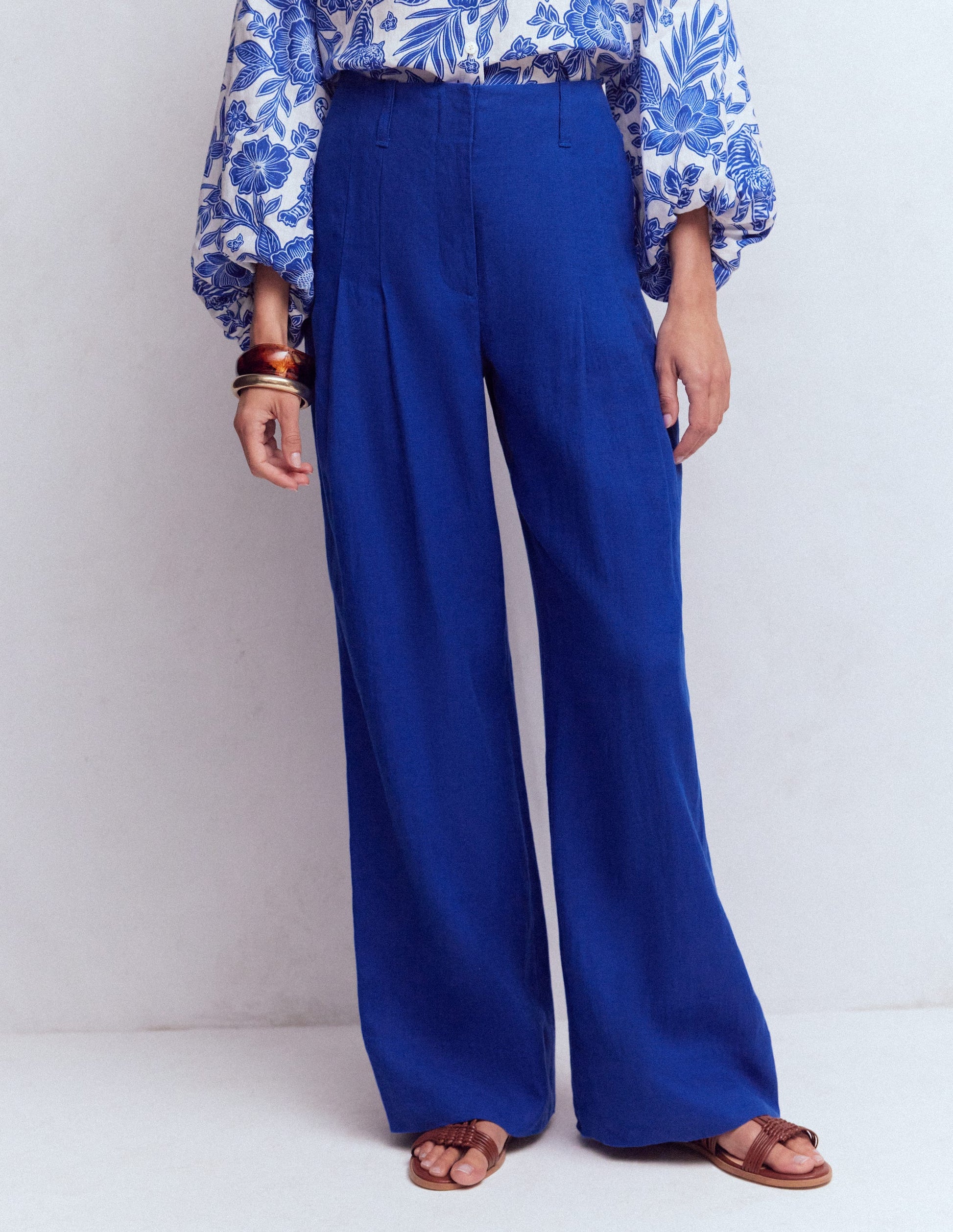 Mayfair Linen Trousers-Bright Blue-5