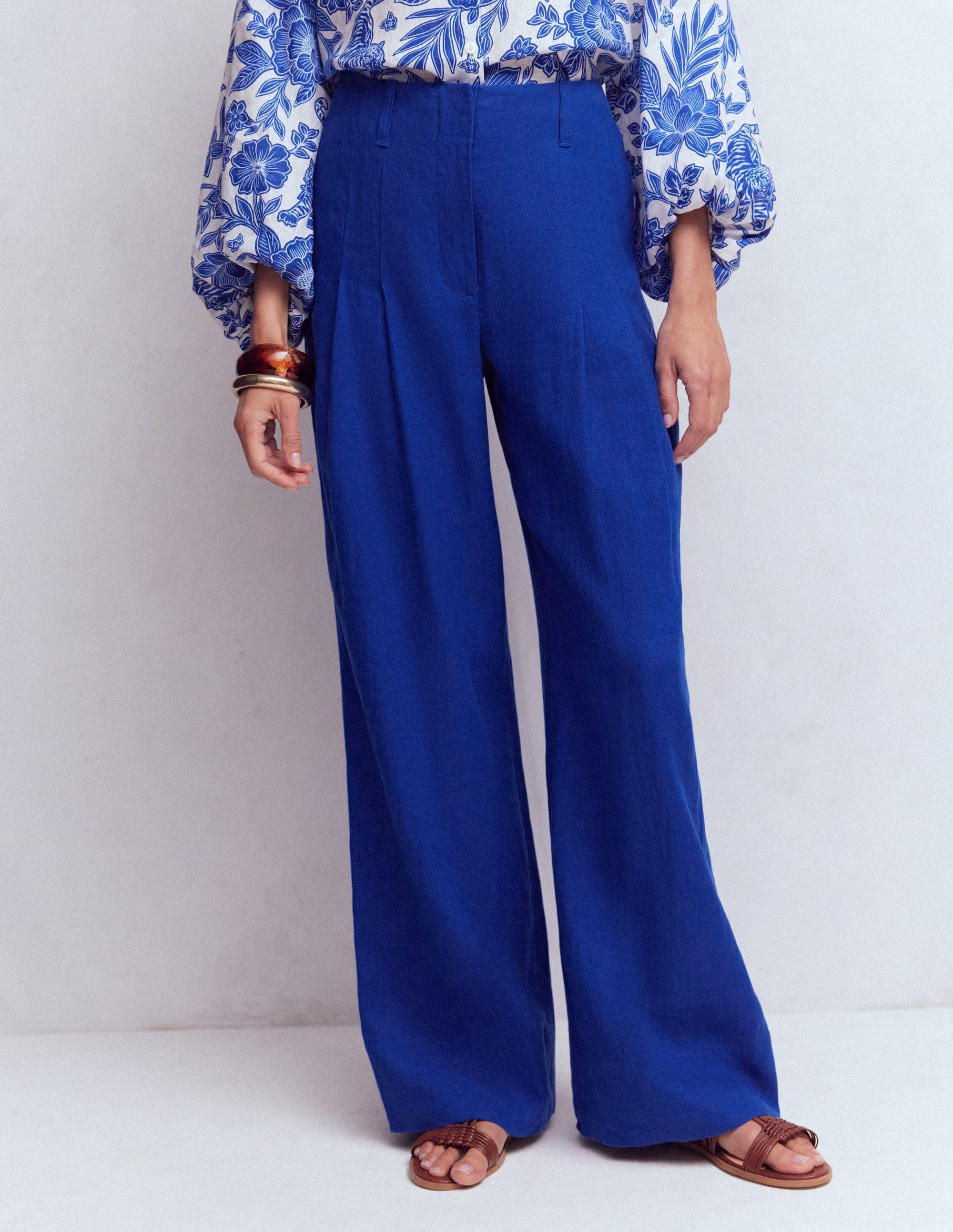 Mayfair Linen Trousers-Bright Blue - Image 4