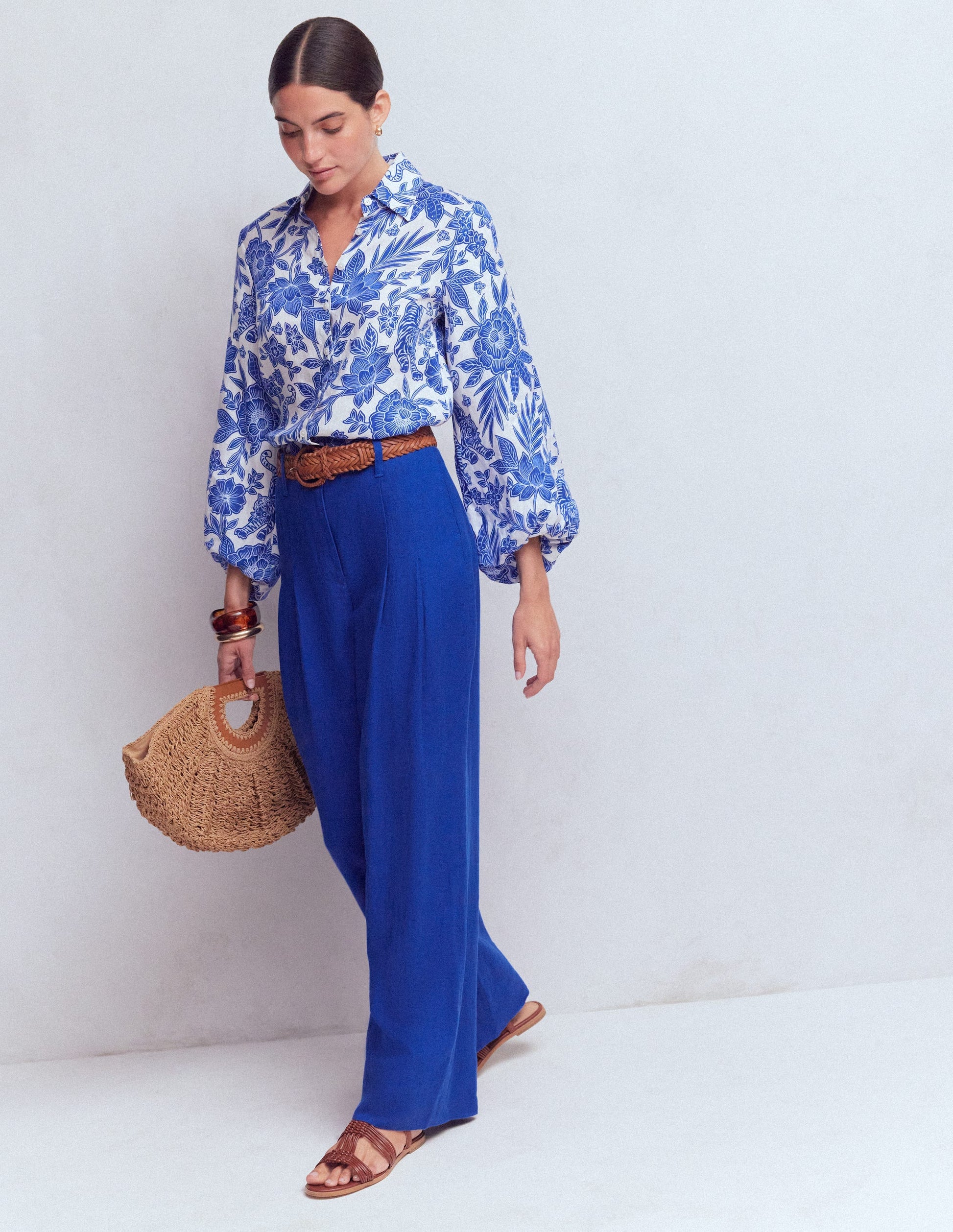 Mayfair Linen Trousers-Bright Blue-6