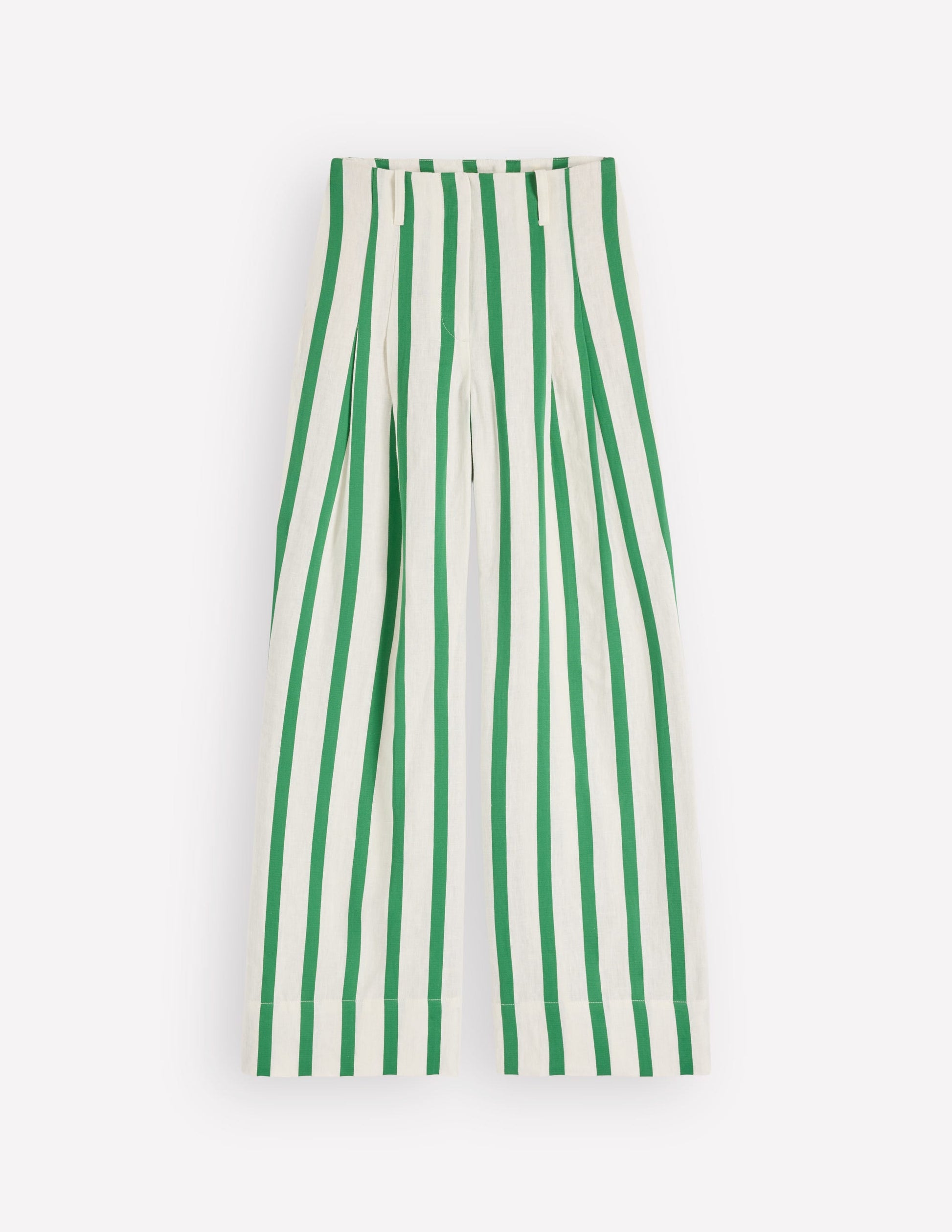 Mayfair Linen Trousers-Ivory, Fresh Green Stripe-7
