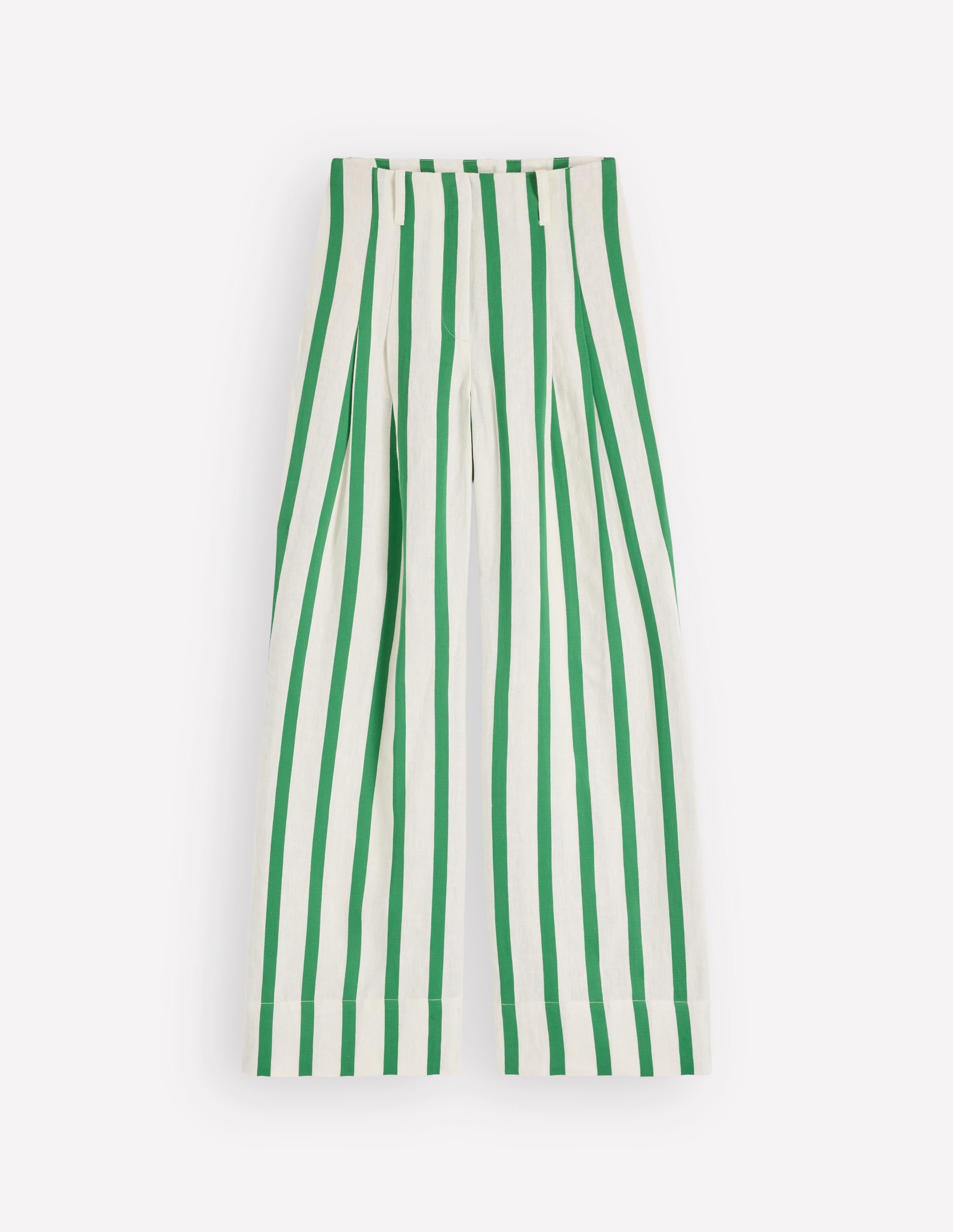 Mayfair Linen Trousers-Ivory, Fresh Green Stripe - Image 7