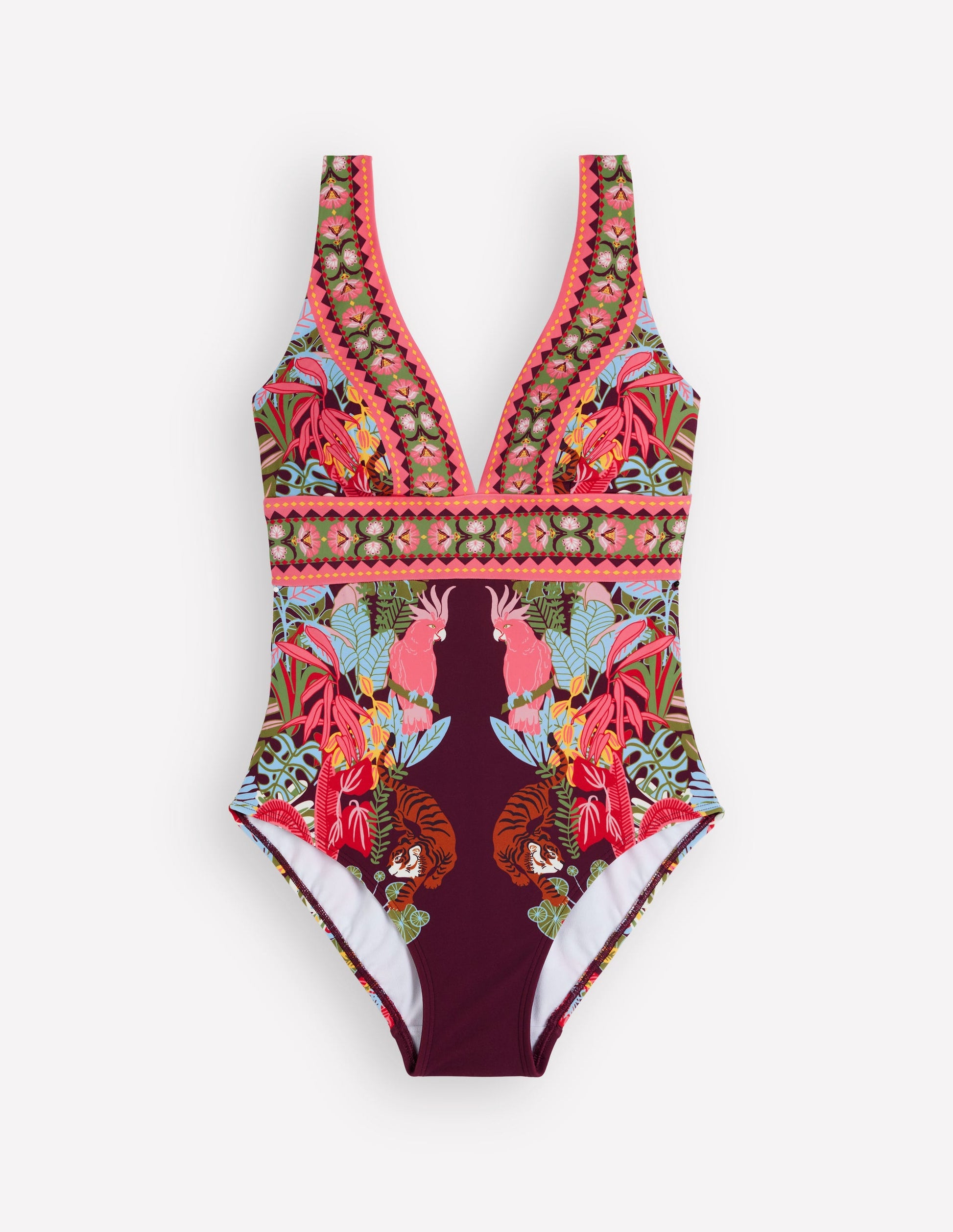 Porto V-neck Swimsuit-Chocberry, Tropical Safari-7