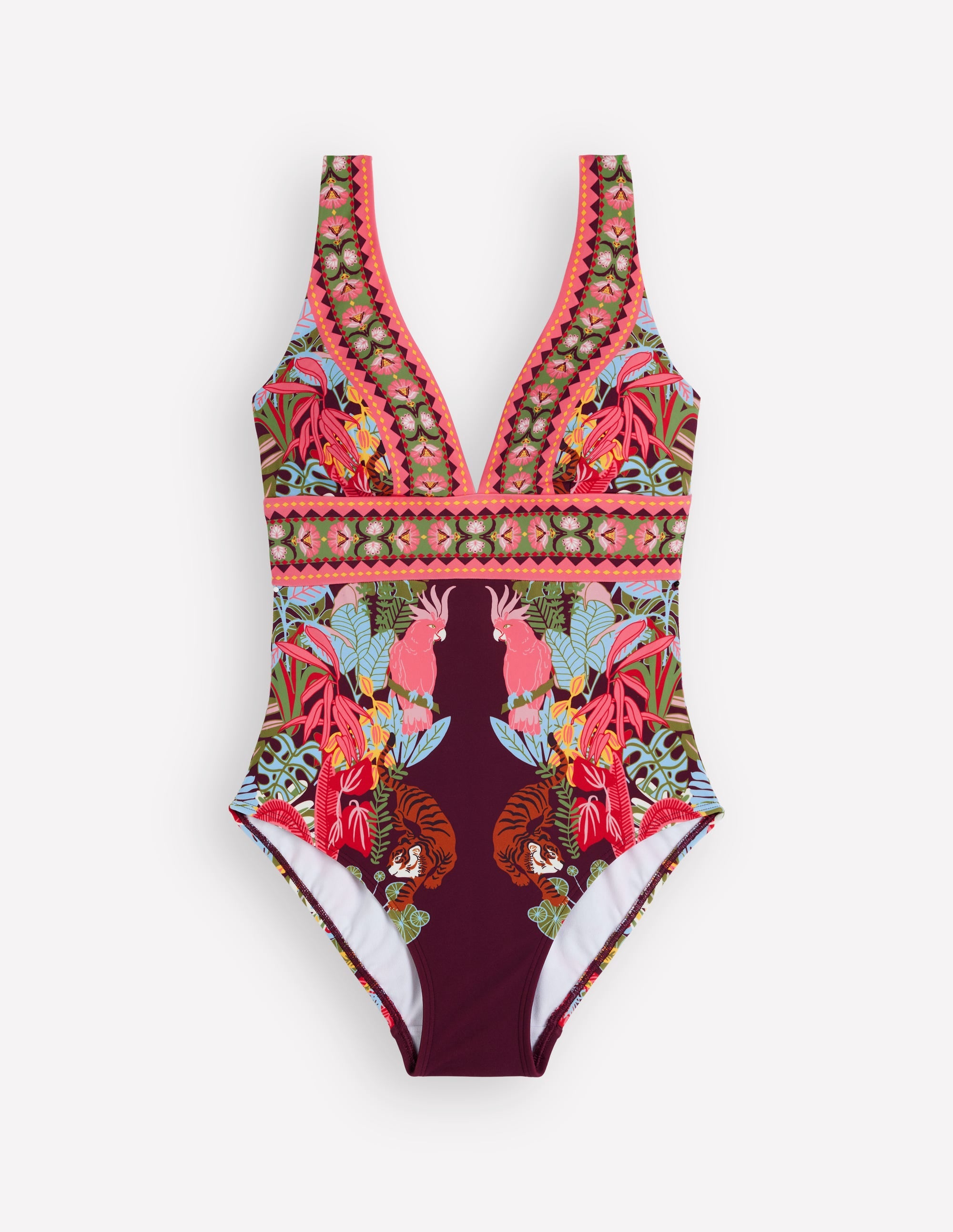 Porto V-neck Swimsuit-Chocberry, Tropical Safari - Image 7
