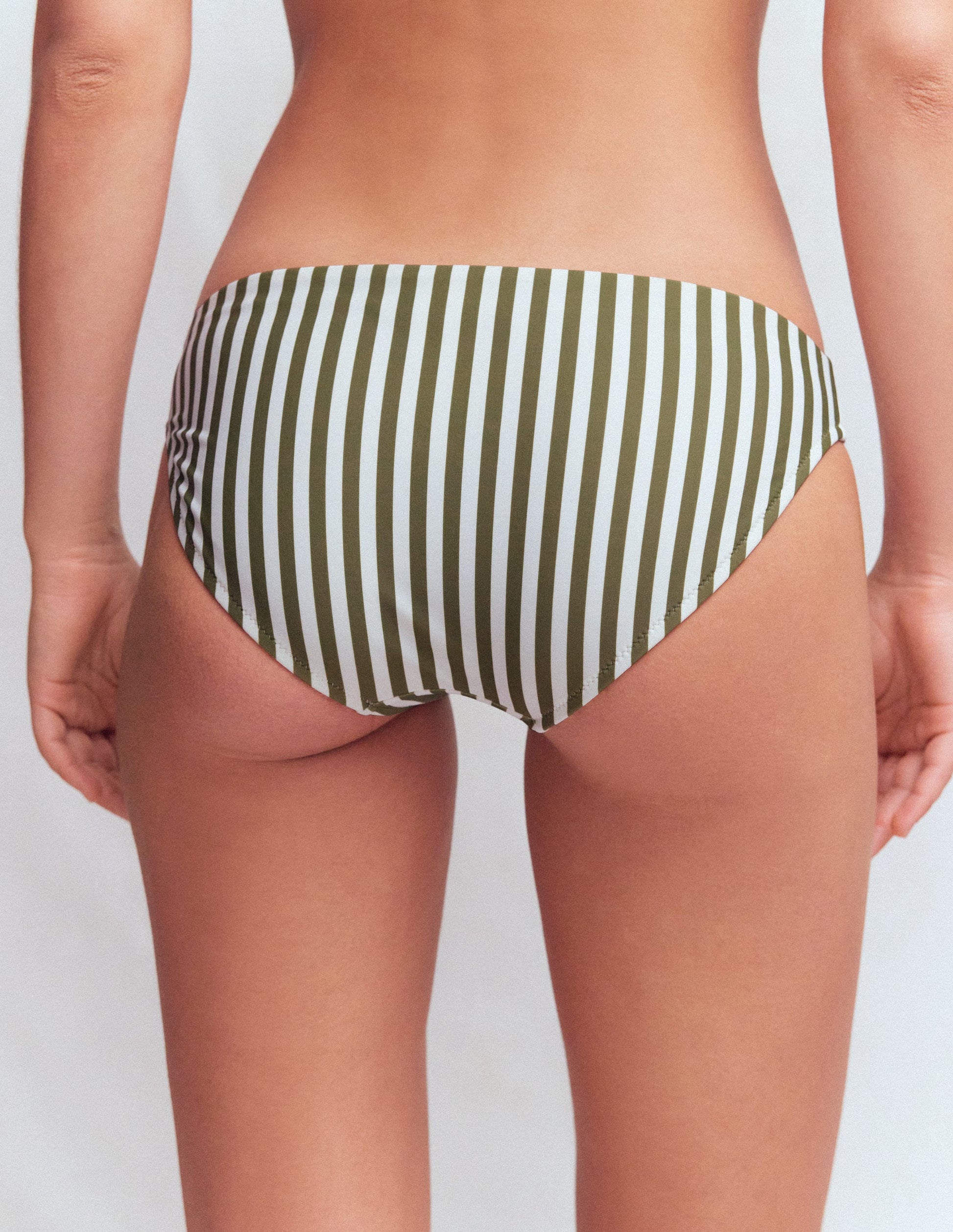 Classic Bikini Bottoms-Olive, Ivory Stripe-3