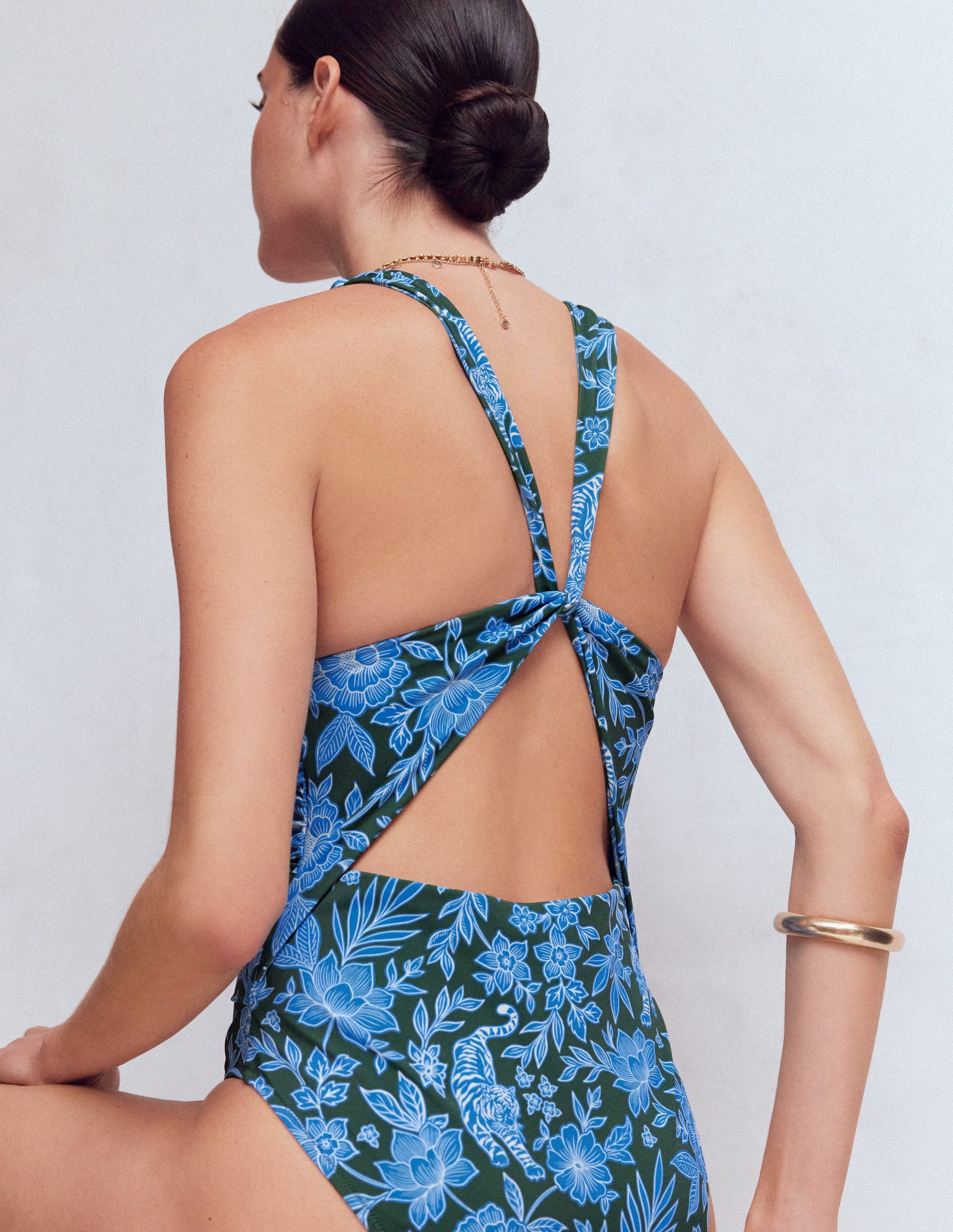 Mykonos Deep V Swimsuit-Dark Green, Paradise-4