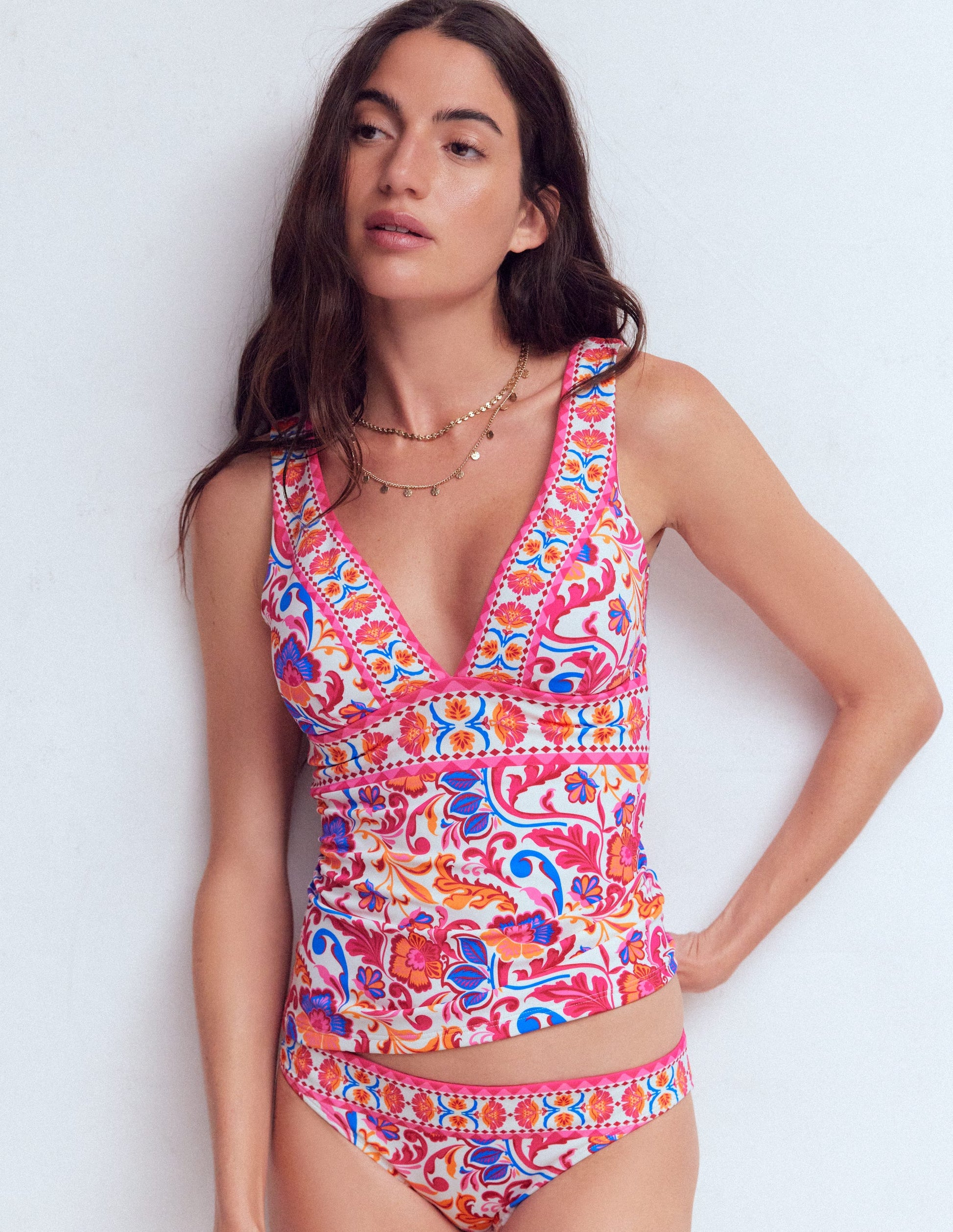 Porto Tankini Top-Pink Power, Flourishing Meadow-4