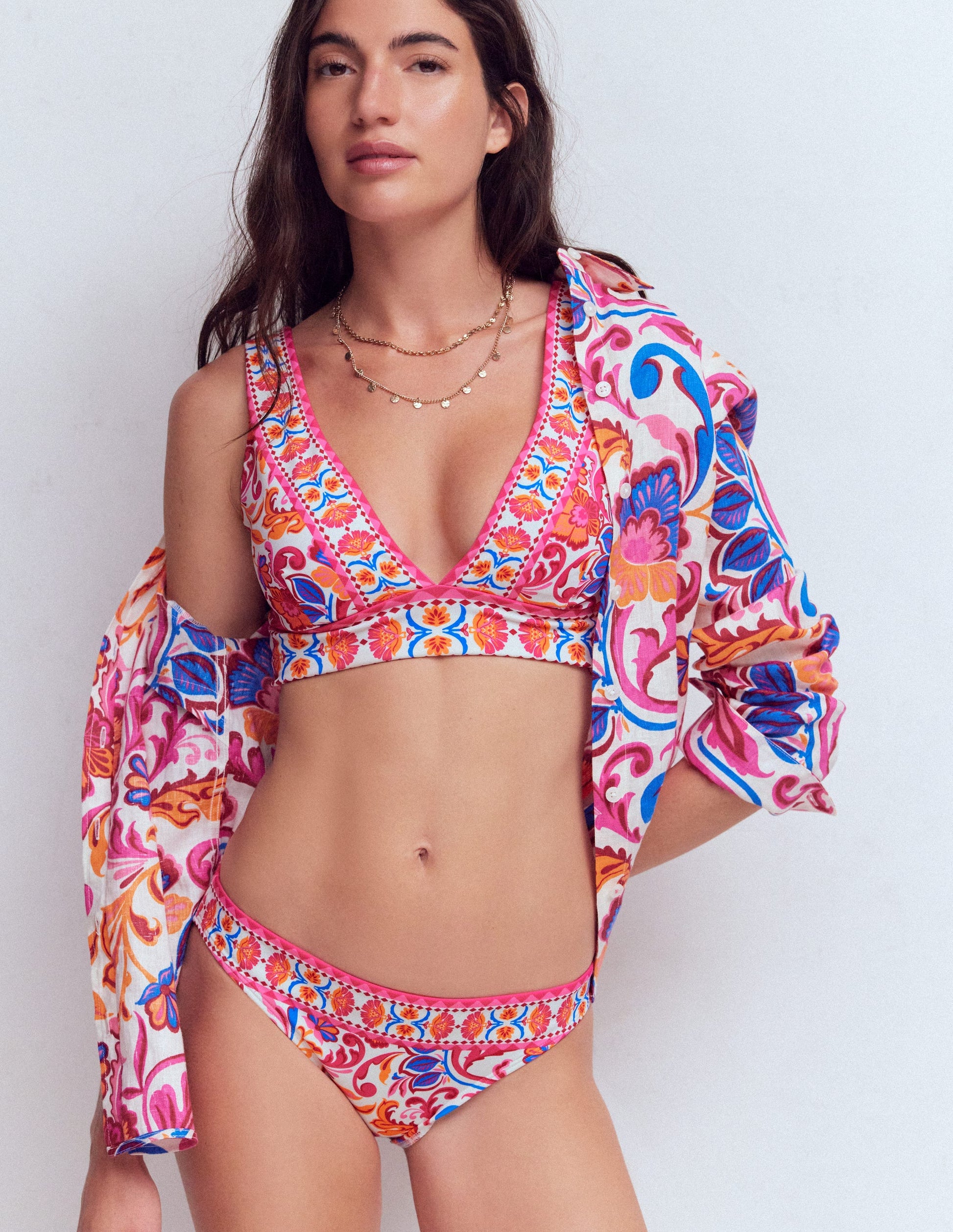 Porto Bikini Bottoms-Pink Power, Flourishing Meadow-2