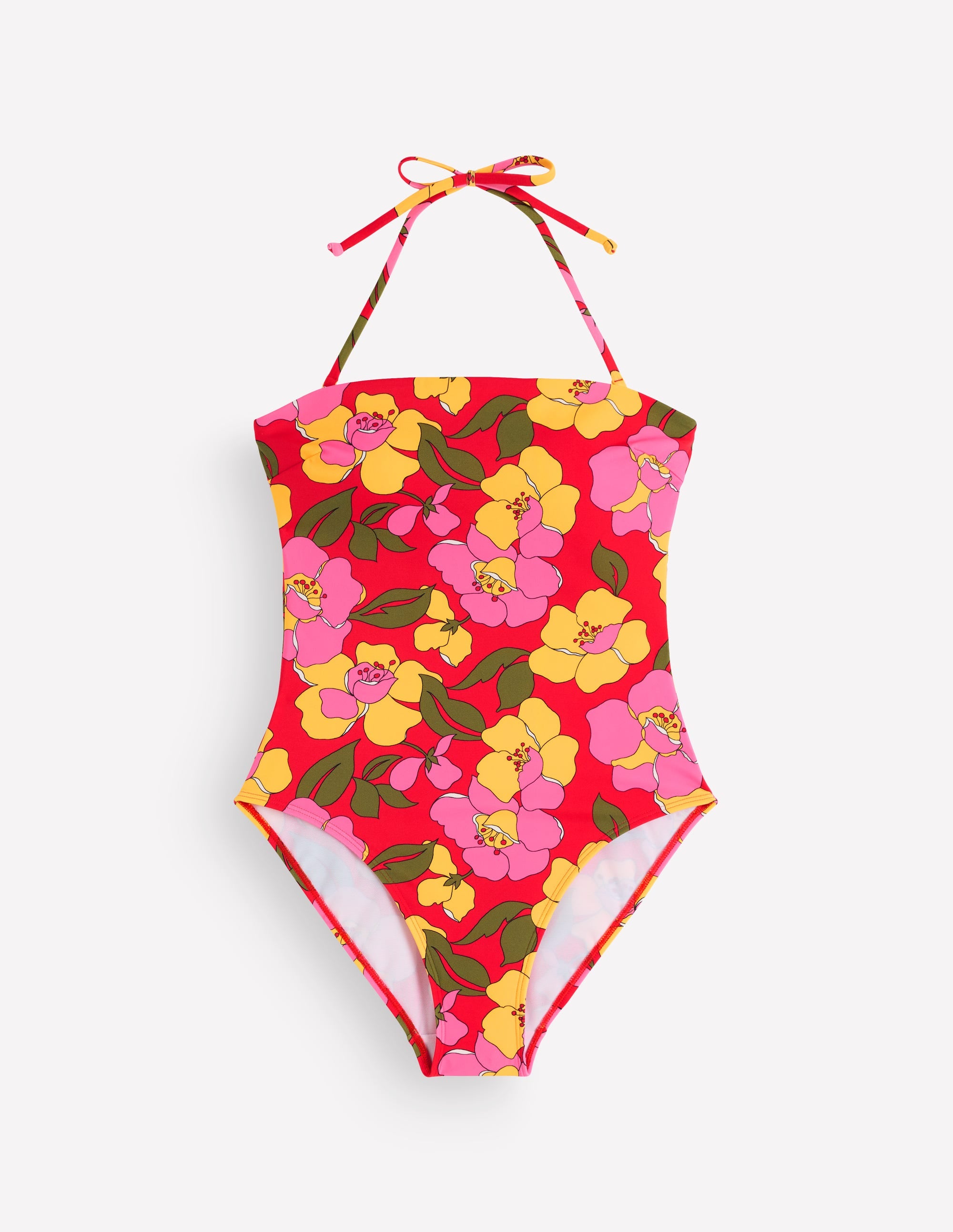Paros Bandeau Swimsuit-Red, Radiant Bloom - Image 5