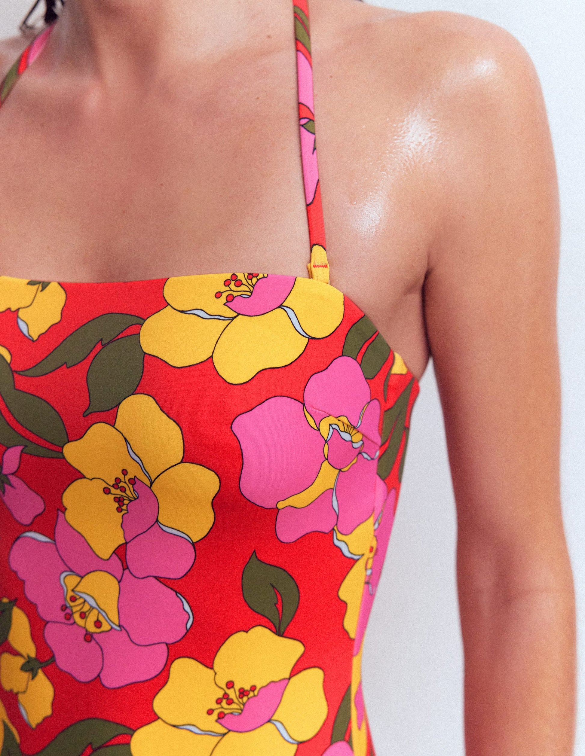 Paros Bandeau Swimsuit-Red, Radiant Bloom-2
