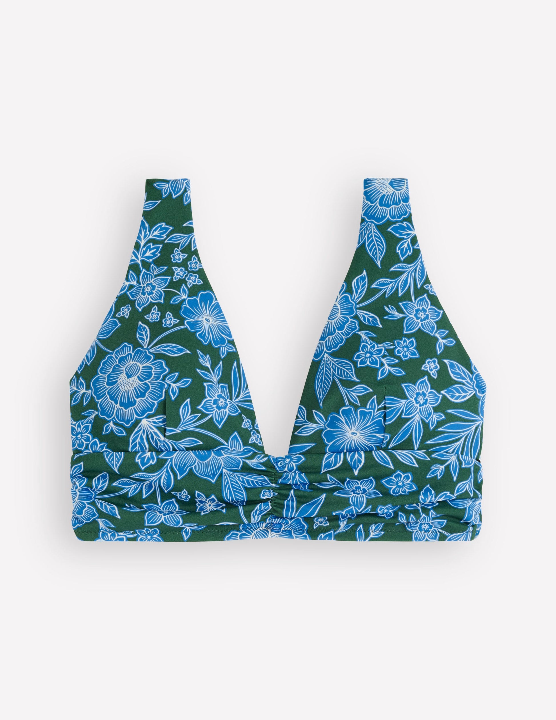 Mykonos Deep V Bikini Top-Dark Green, Ocean Blossom-5